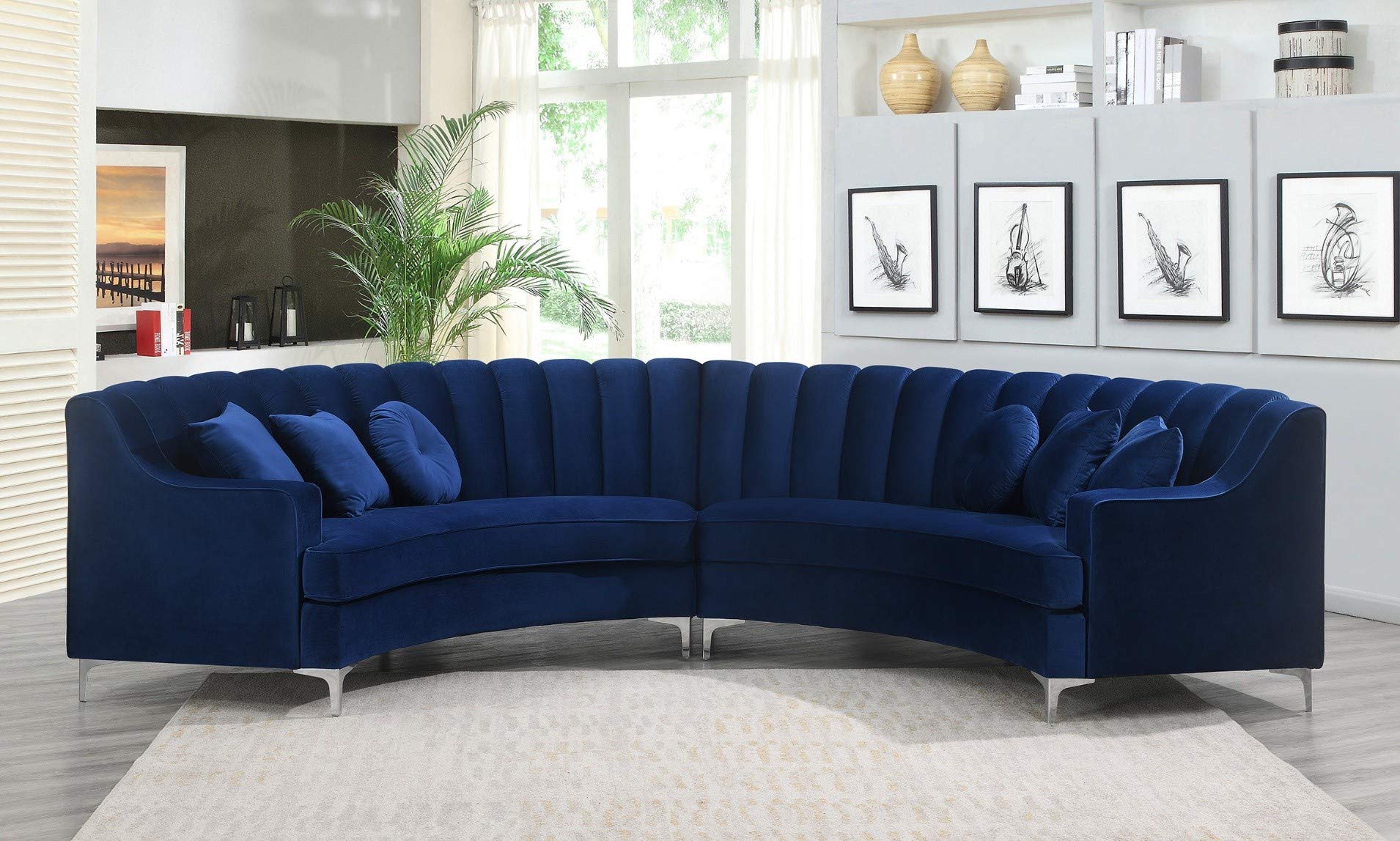 Luxury Velvet Modular Sectional Sofa with Symmetrical Corner Design, 142