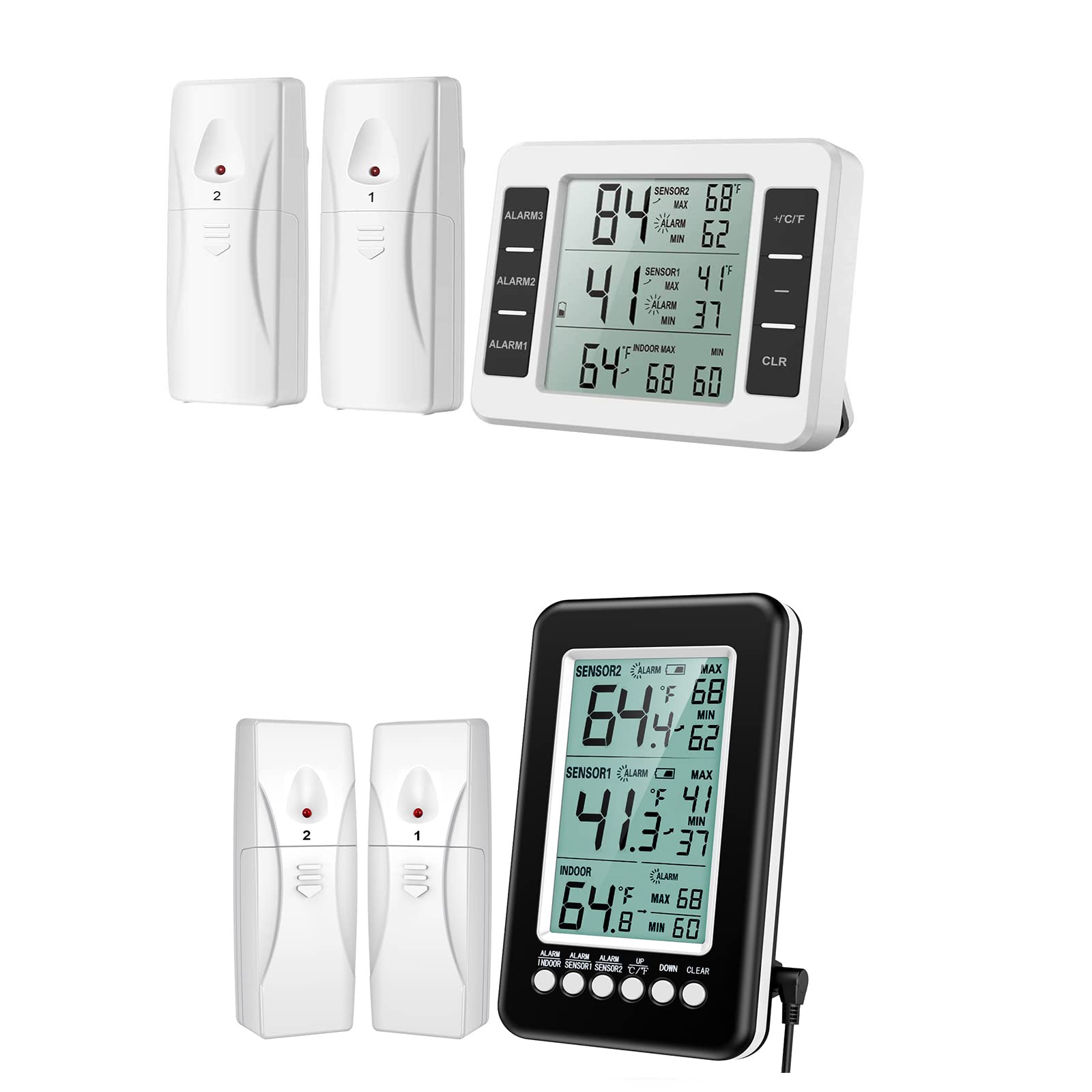 AMIR Wireless Digital Refrigerator & Freezer Thermometer with Alarm - Indoor/Outdoor Kitchen Thermometer for Home, Restaurant & Food Storage | Monitor Fridge Temperature for Food Safety