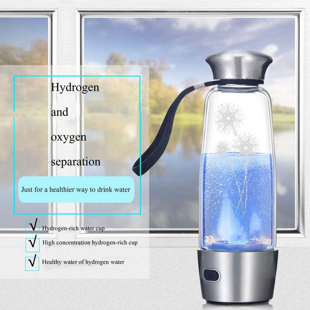 Hydrogen Rich Water Bottle with Generator - 400ml Portable USB Rechargeable High Borosilicate Glass Cup for Anti-Aging, Energy Boost & Sports | Perfect for Gym, Travel & Daily Hydration