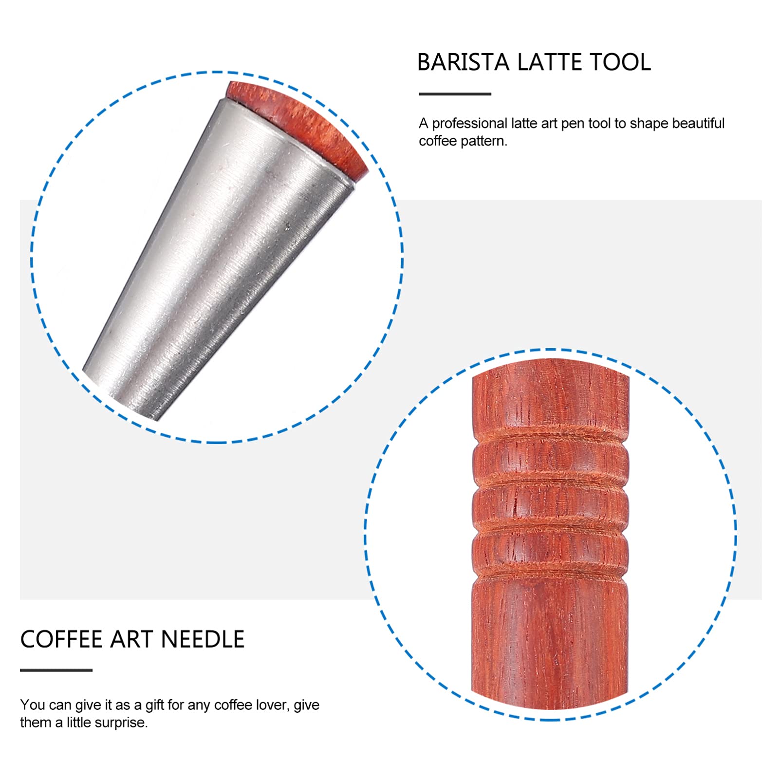 Stainless Steel Coffee Art Pen with Wood Handle for Latte & Cappuccino - Barista Decorating Tool