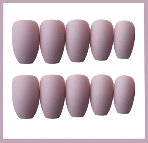 VIKSON INTERNATIONAL 24 Pcs Press On Nails - Nude Coffee Brown Matte Ballet Tip Fake Nails with Glue & Stickers | Easy Artificial Nail Extensions Kit for Women | Perfect for Parties, Weddings & Daily Wear