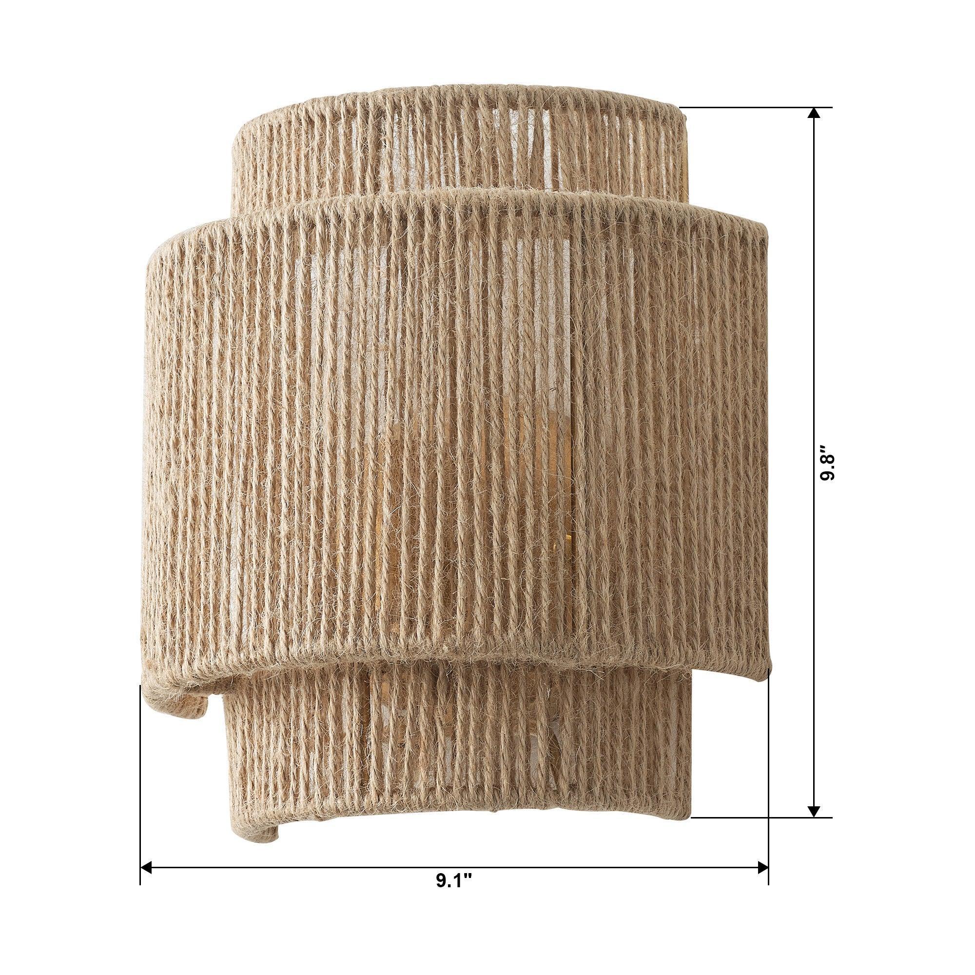 Farmhouse Rattan Wall Sconce Light - Vintage Style 1-Light Fixture for Bedroom, Living Room & Porch Lighting