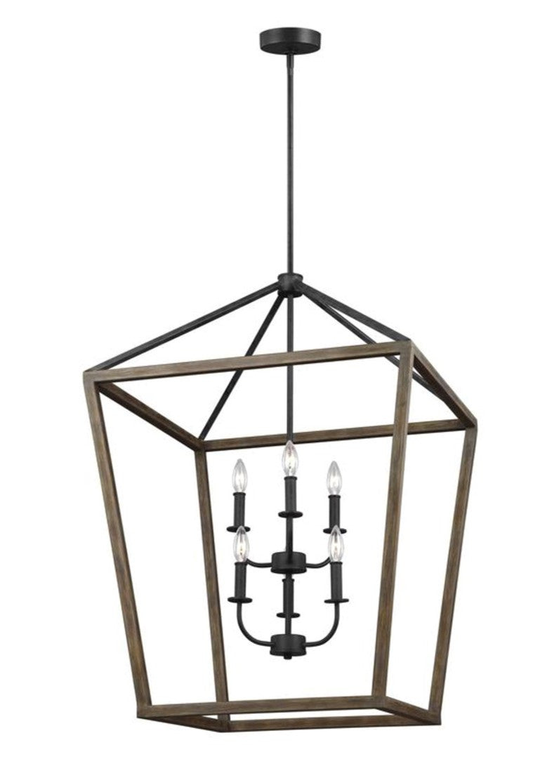 Elegant Alder Wood Chandelier - Rustic Ceiling Light Fixture for Dining Room, Bedroom & Living Room Decor