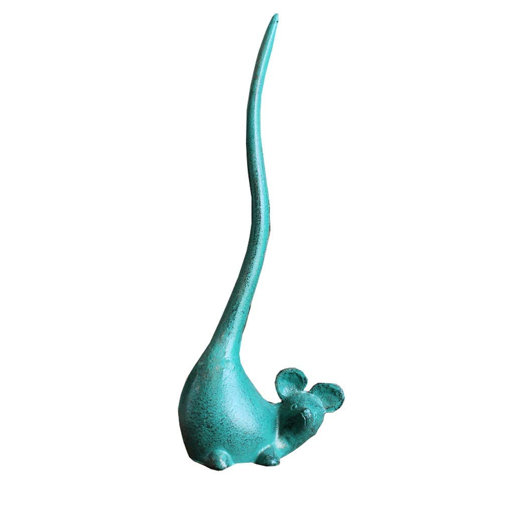 Retro Cast Iron Animal Toilet Paper Holder - Mouse Shaped Countertop Tissue Dispenser for Kitchen, Bathroom & Office (Green) | Vintage Home Decor & Practical Paper Towel Stand
