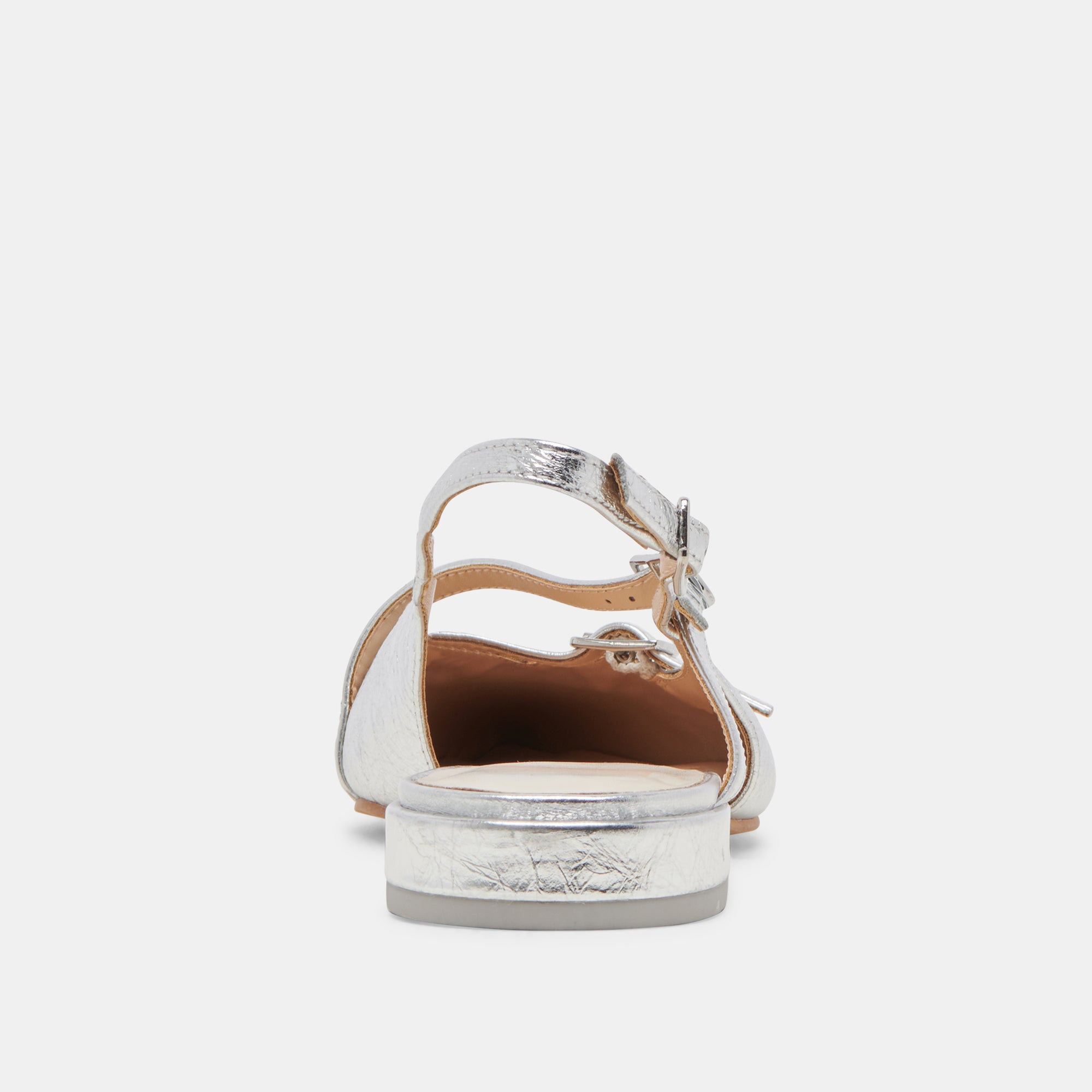 PAMLA Women's Wide Width Silver Crinkle Patent Leather Flats - Comfortable Slip-On Shoes for Work, Office & Casual Wear