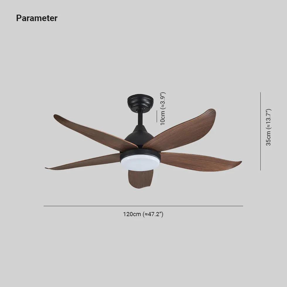 Modern Wooden Black Ceiling Fan with LED Light - Energy Efficient Cooling & Stylish Lighting for Living Room, Bedroom, or Office