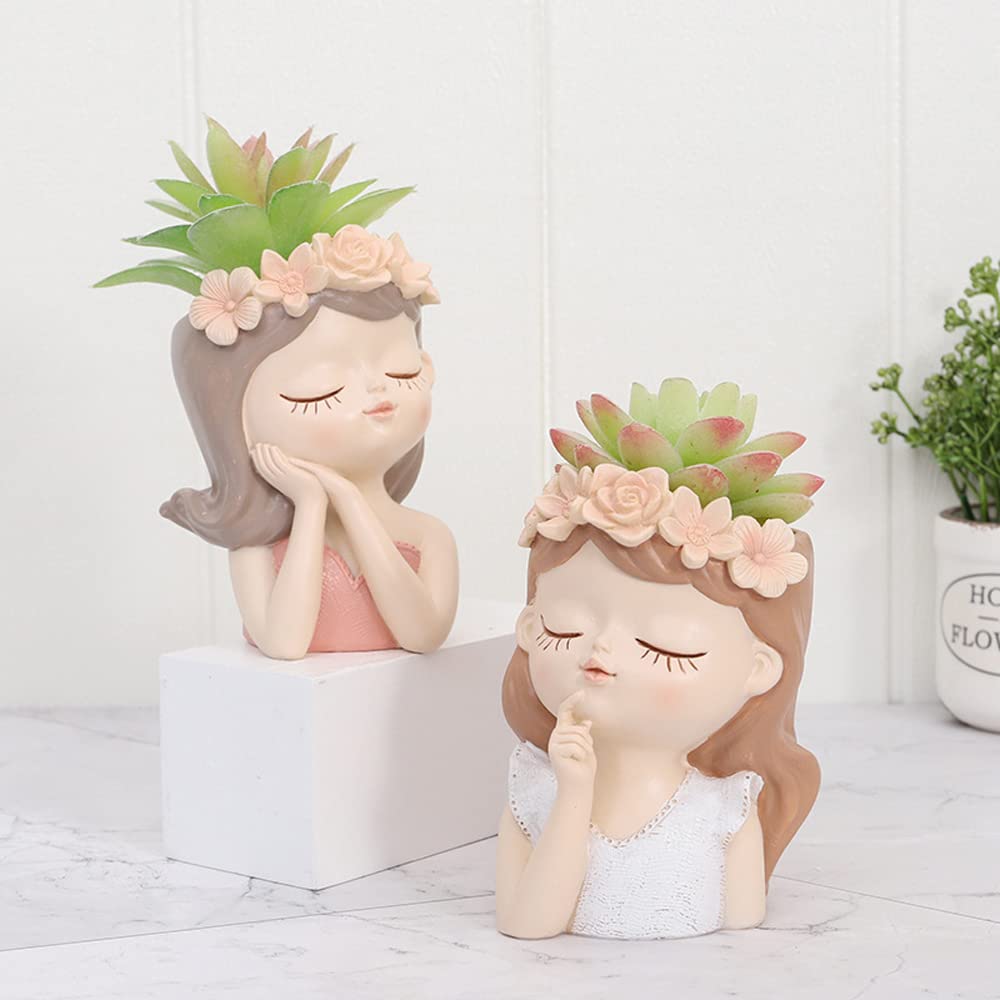 Small Cute Face Succulent Pots with Drainage Hole - Fairy Garden Planters for Indoor Plants, Tiny Cactus Containers - Perfect Gift for Plant Lovers & Home Decor - Ideal for Windowsills, Office Desks and Fairy Garden Displays