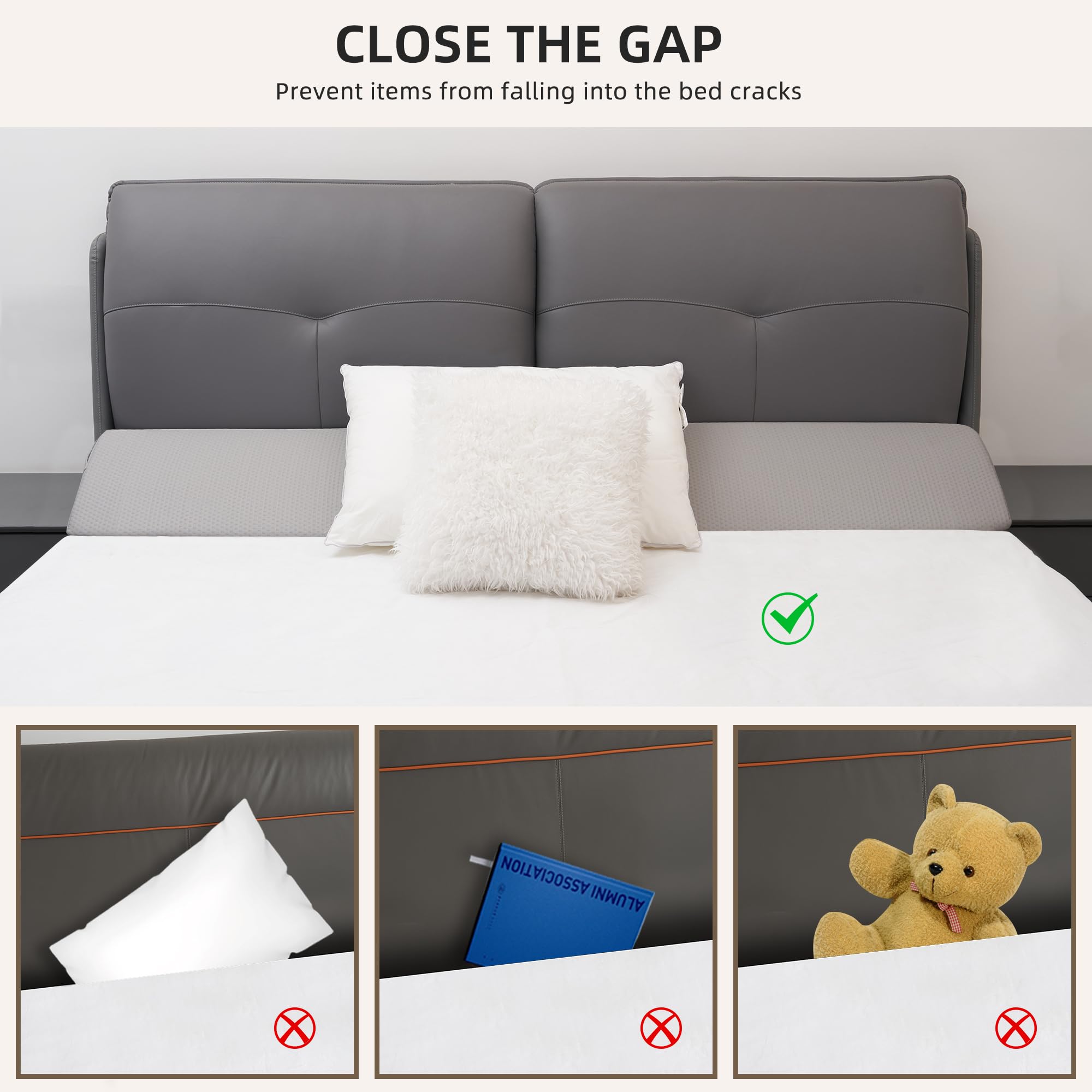 **Queen Size Bed Wedge Pillow - Headboard Gap Filler (0-8