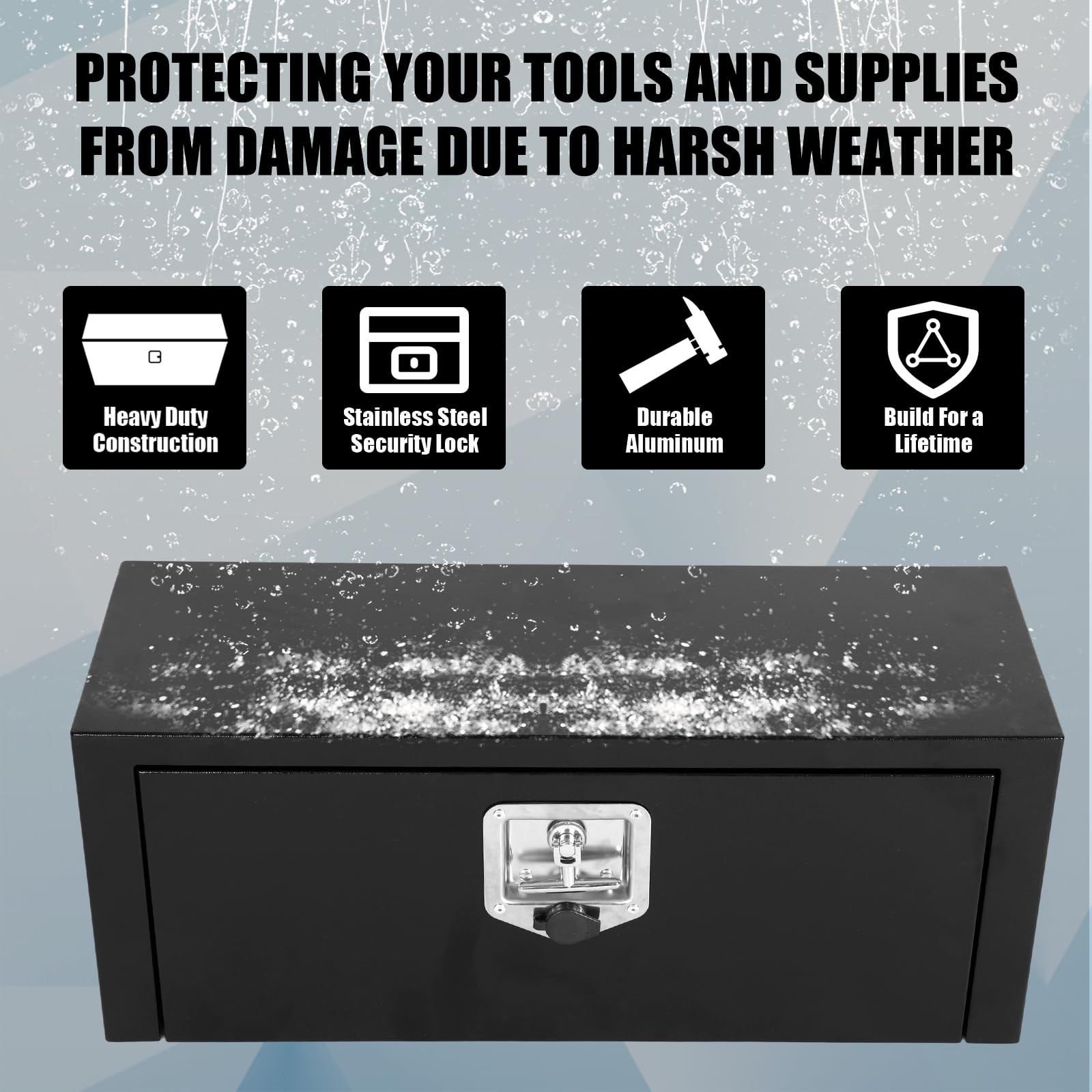 Heavy Duty Black Steel Underbody Truck Tool Box with T-Handle Lock - 27