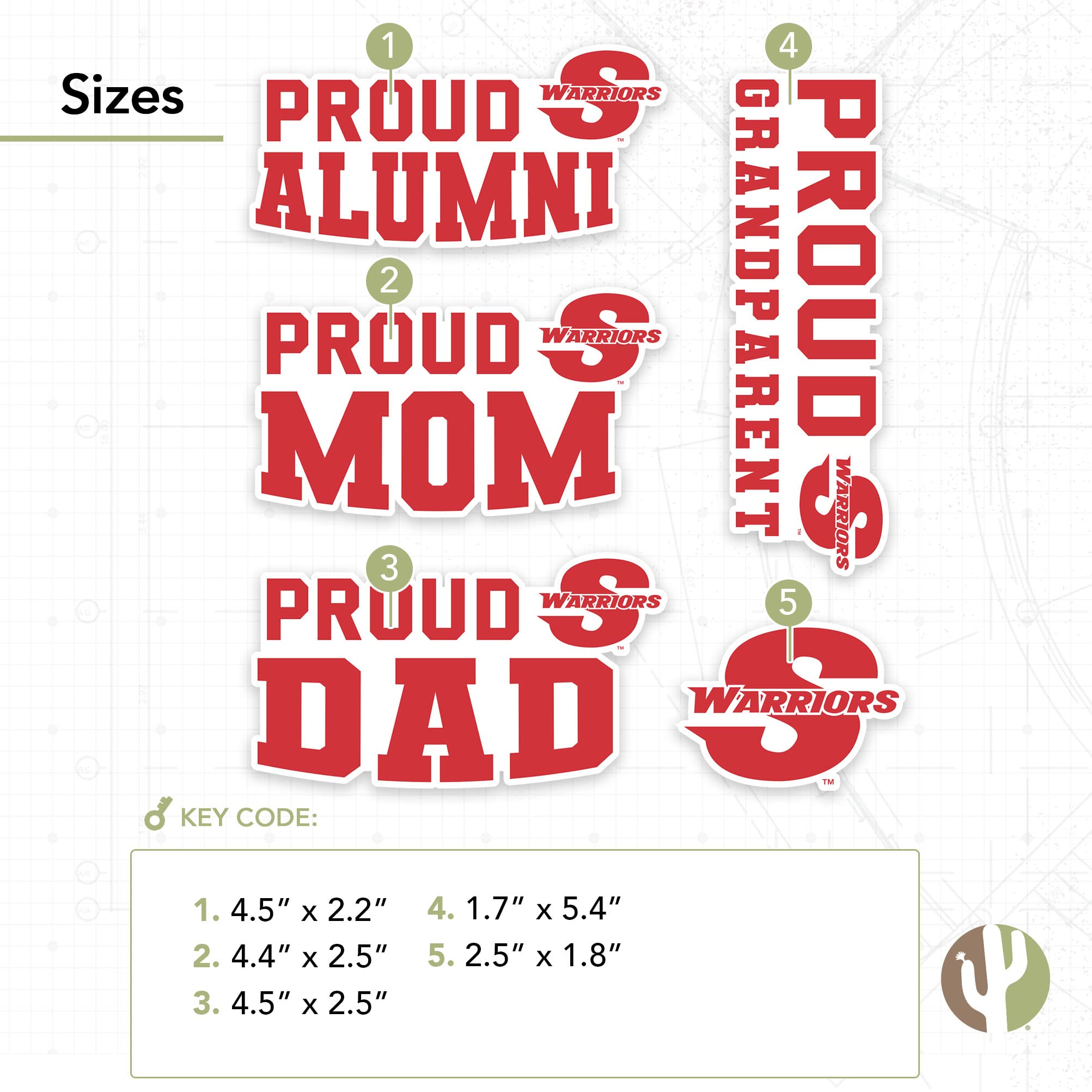 California Warriors Stanislaus University Desert Cactus Vinyl Decal Sticker - Waterproof Laptop, Car, Water Bottle, Scrapbook Decor (Family Full Sheet) | Perfect for College Dorm, Office, DIY Crafts & Gifts