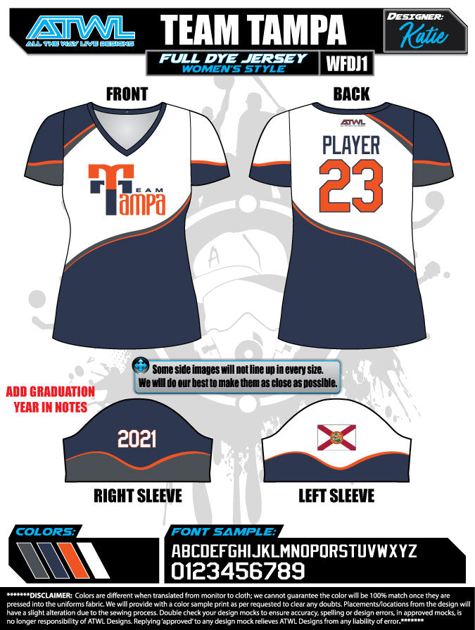 Team Tampa White Women's Full Dye Sublimated Lacrosse Jersey - Breathable & Moisture-Wicking for Game Day & Practice