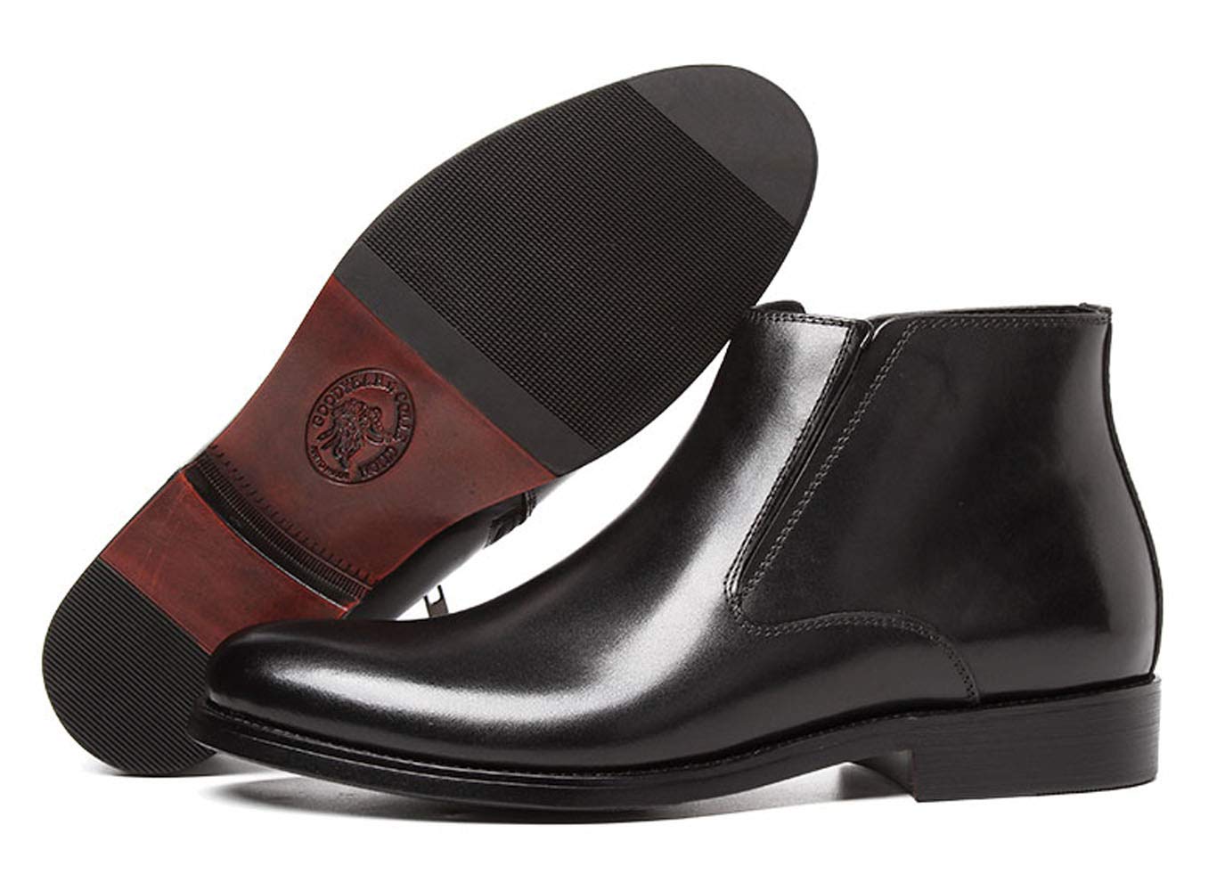 Santimon Men's Chelsea Boots - Genuine Leather Dress Boots with Side Zipper for Men | Black & Tan | Perfect for Office, Casual Wear & Night Out