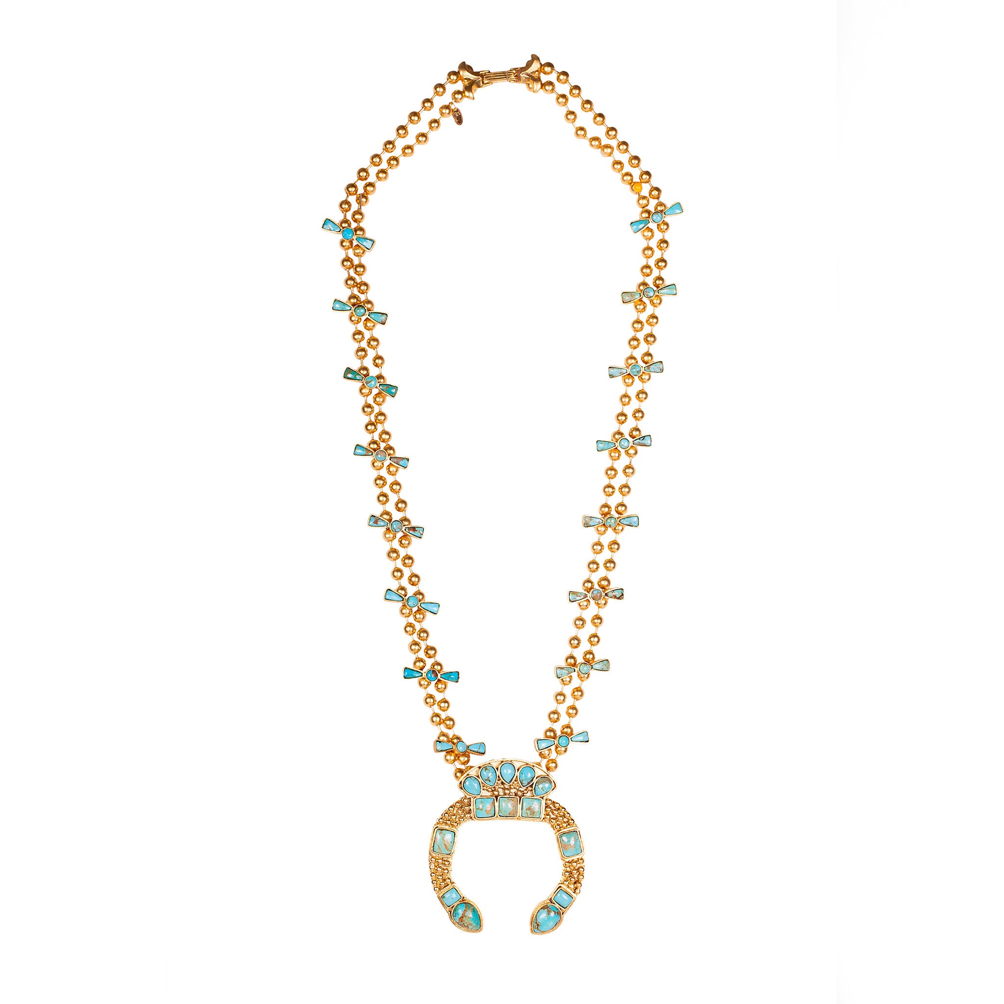 Southwestern Squash Blossom Necklace - Handmade Turquoise Sterling Silver Jewelry for Women | Perfect for Boho, Western & Festival Fashion