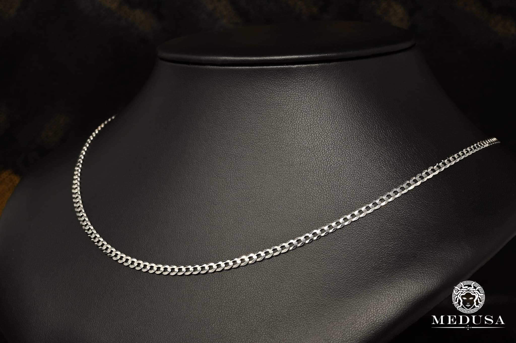3.5mm Flat Curb Chain Necklace in White Gold - Perfect for Everyday Wear, Layering & Gift Giving