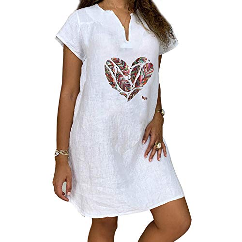 UYTOGOFE Women's Short Sleeve Linen Dress - Breathable Cotton Summer Casual Dress for Women, Perfect for Beach Outings, Parties, and Daily Wear
