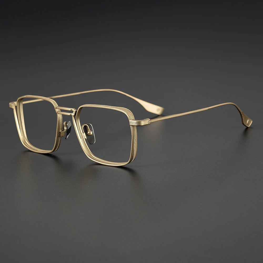 Black Unisex Titanium Square Double Bridge Full Rim Eyeglasses Frame 21125 - Stylish & Durable for Work, Reading, and Everyday Fashion