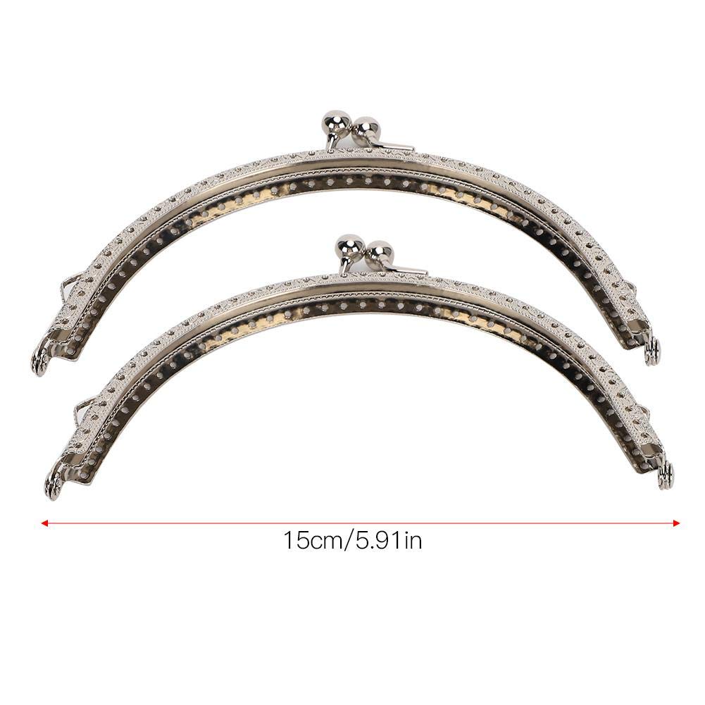 GLOGLOW 2-Pack Silver Metal Semicircular Purse Frame with Kiss Clasp Lock - 15cm/5.9in DIY Sewing Bag Handle for Handbags, Clutches & Tote Bags - Perfect for Crafting, Fashion Accessories & Gift Making