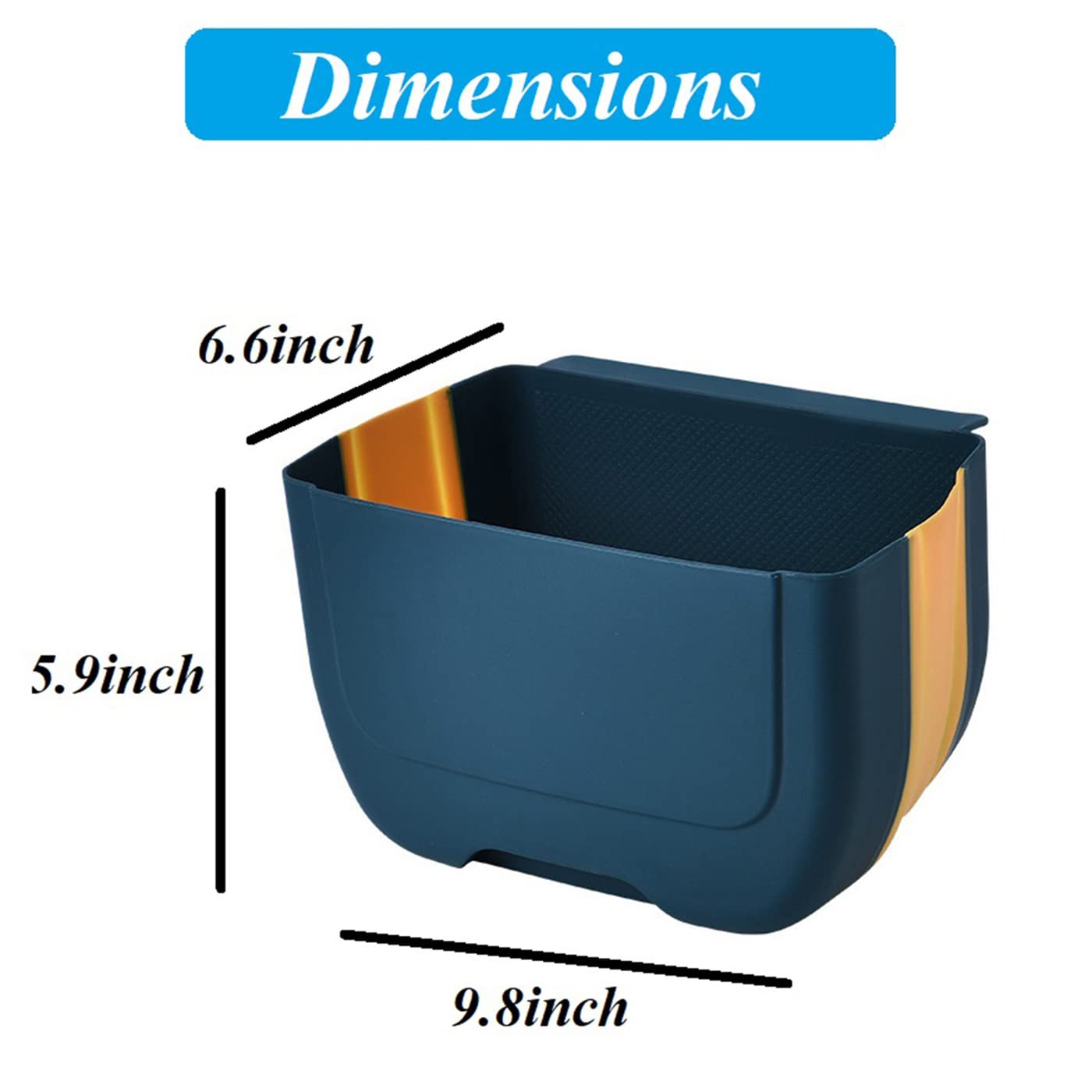 Foldable Hanging Kitchen Trash Can - 3L Collapsible Mini Waste Bin for Cabinet Door, Car, Bedroom & Bathroom | Space-Saving Solution for Small Spaces (Blue) - Perfect for Apartments, RVs, Dorm Rooms & Compact Kitchens