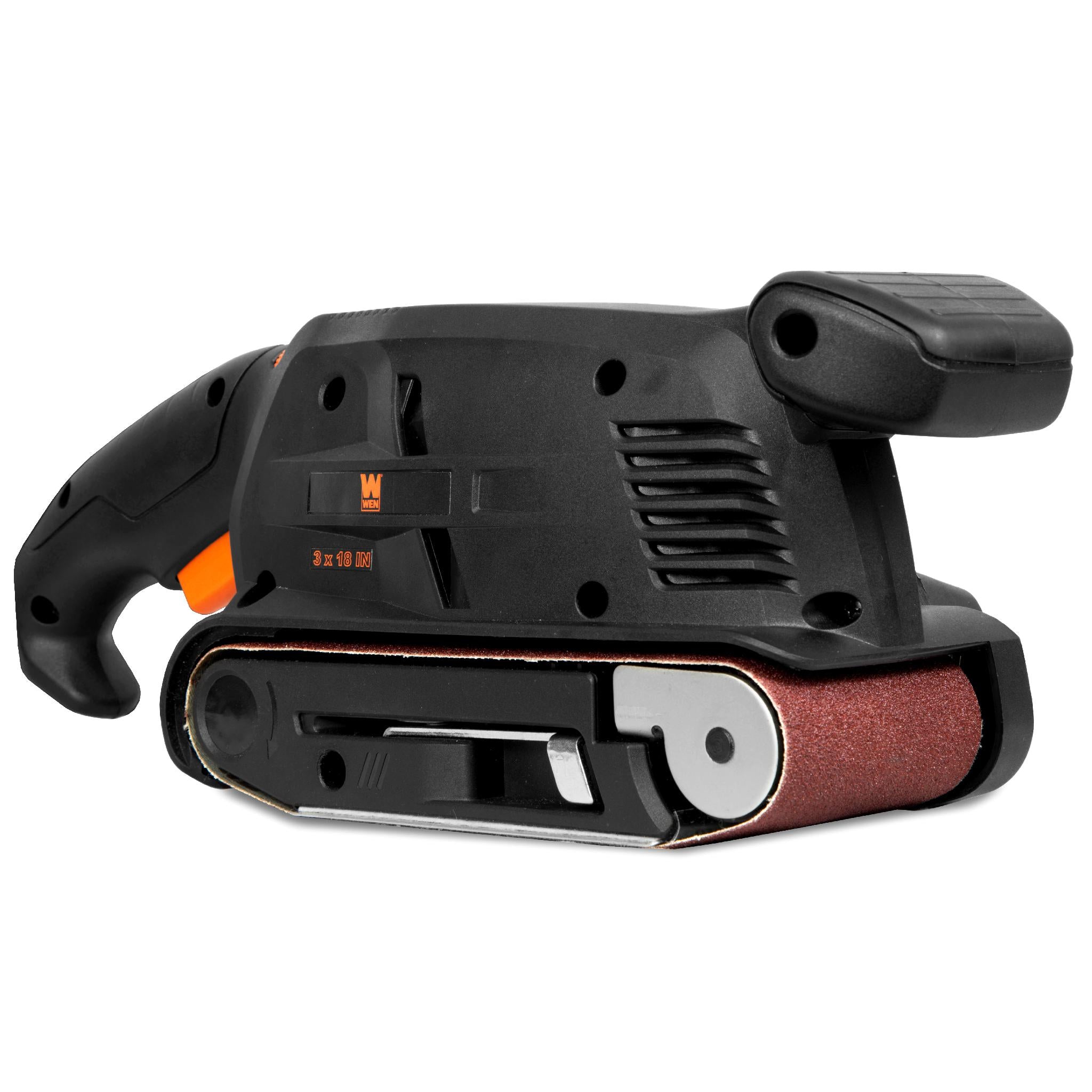 WEN HB3185 5 Amp 3x18 Inch Variable Speed Belt Sander - Handheld & Benchtop Dual Use for Woodworking, Metal Sanding & DIY Projects