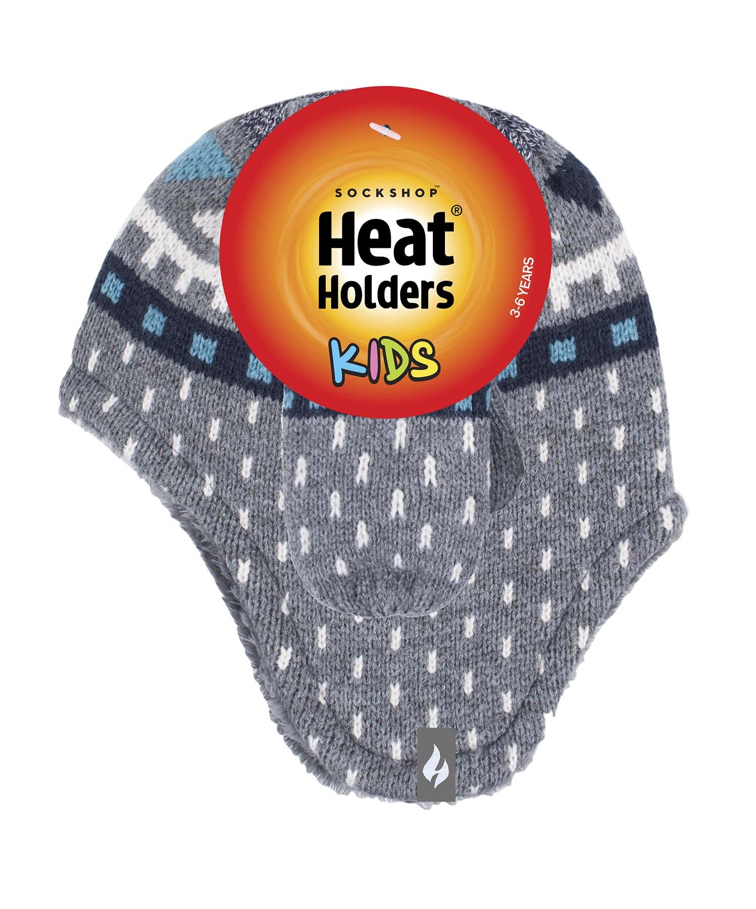 Heat Holders Boys Fleece Lined Winter Hat with Ear Flaps & Mittens Set - Warm Cold Weather Outdoor Accessories for Snow Play, Skiing, and Winter Activities
