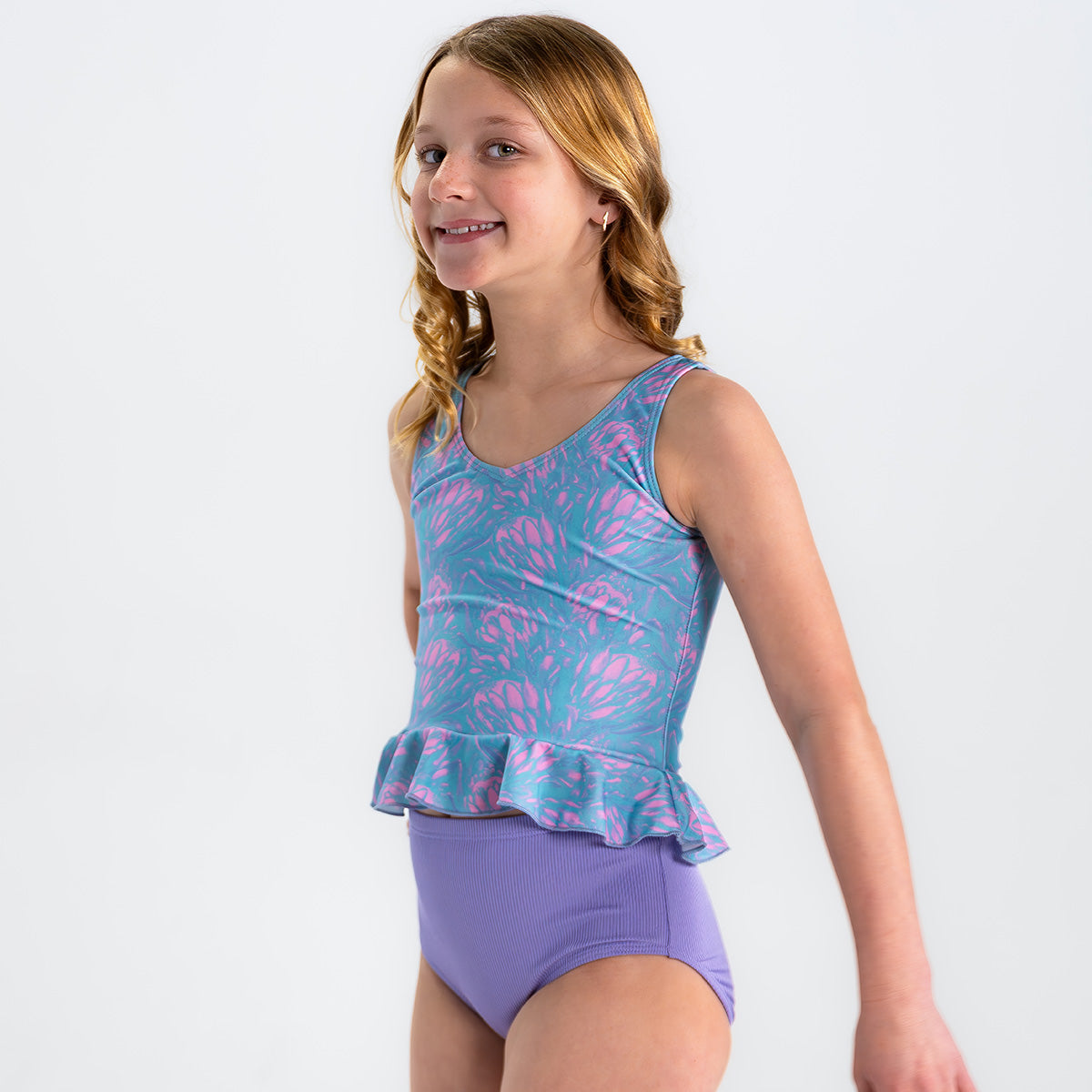 Girls V Neck Peplum Tankini Top - Stylish Swimwear for Kids - Perfect for Pool Parties, Beach Vacations & Summer Fun