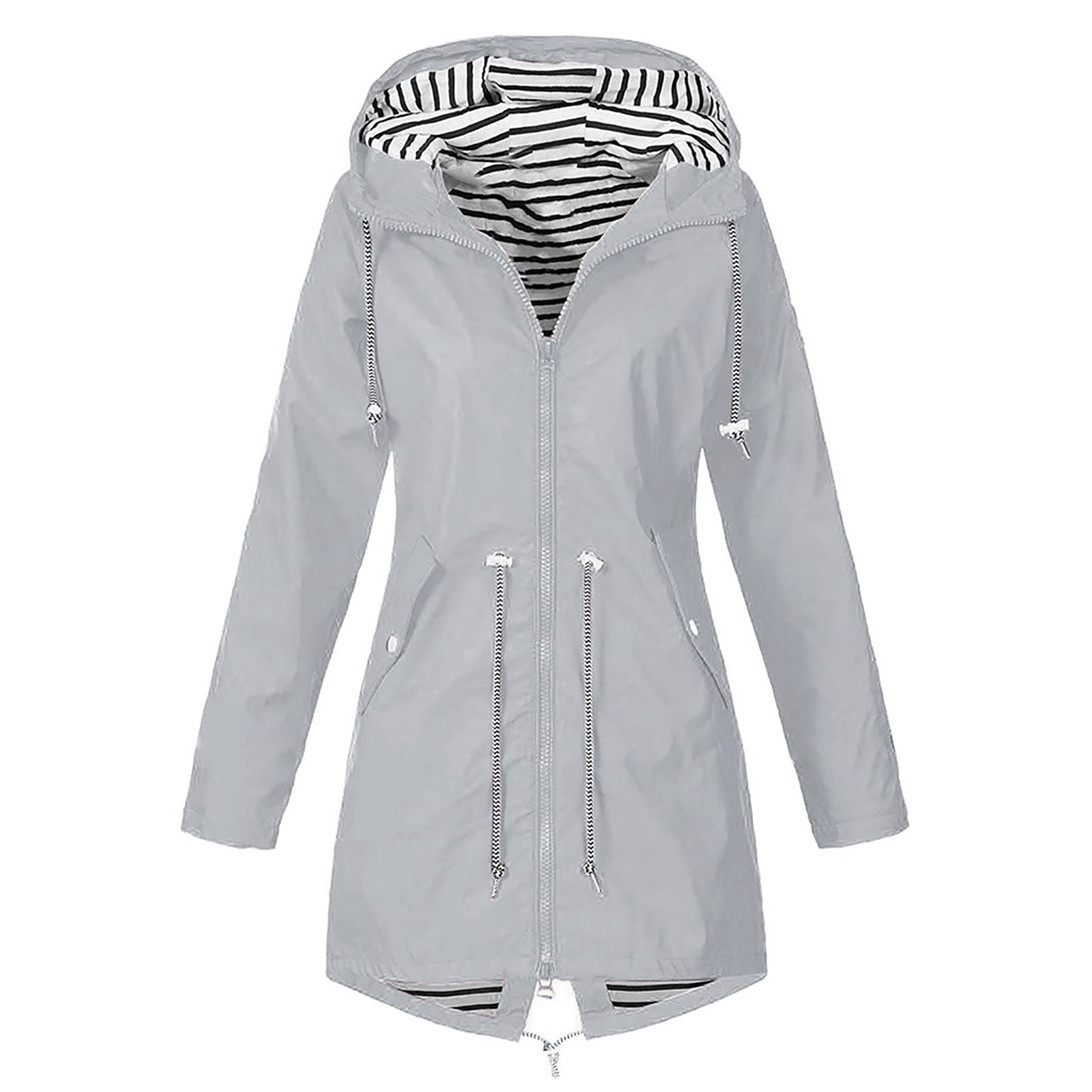 Women's Waterproof Windbreaker Jacket - Lightweight Raincoat with Hood for Outdoor Travel & Hiking - Plus Size Windproof Rain Jacket for All-Weather Protection