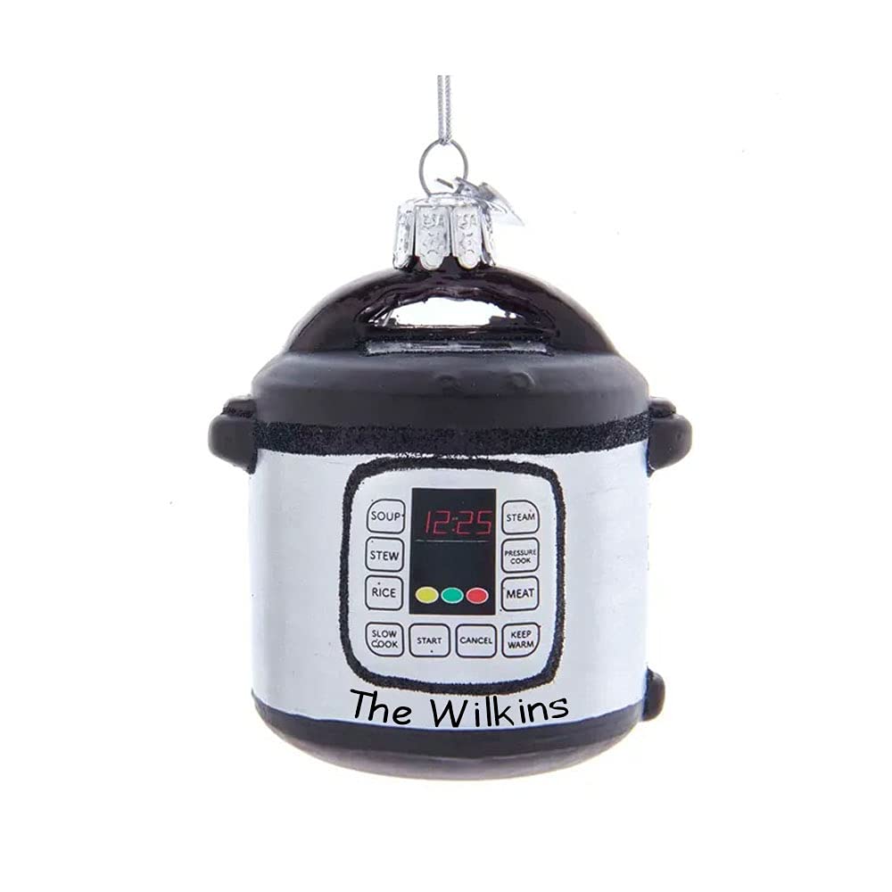 Custom Engraved Glass Christmas Tree Ornament - Personalized Pressure Cooker Gift with Name - Perfect for Holiday Decor, Gift Giving & Kitchen Lovers