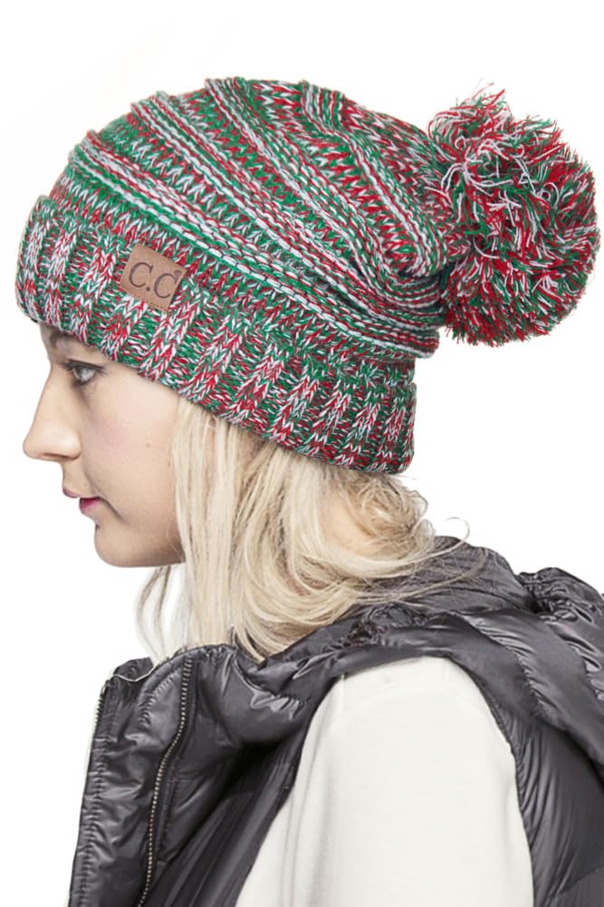 ScarvesMe Warm Chunky Soft Oversized Cable Knit Slouchy Beanie with Pom Pom - Cozy Winter Hat for Women & Men - Perfect for Snow Days, Skiing & Outdoor Activities