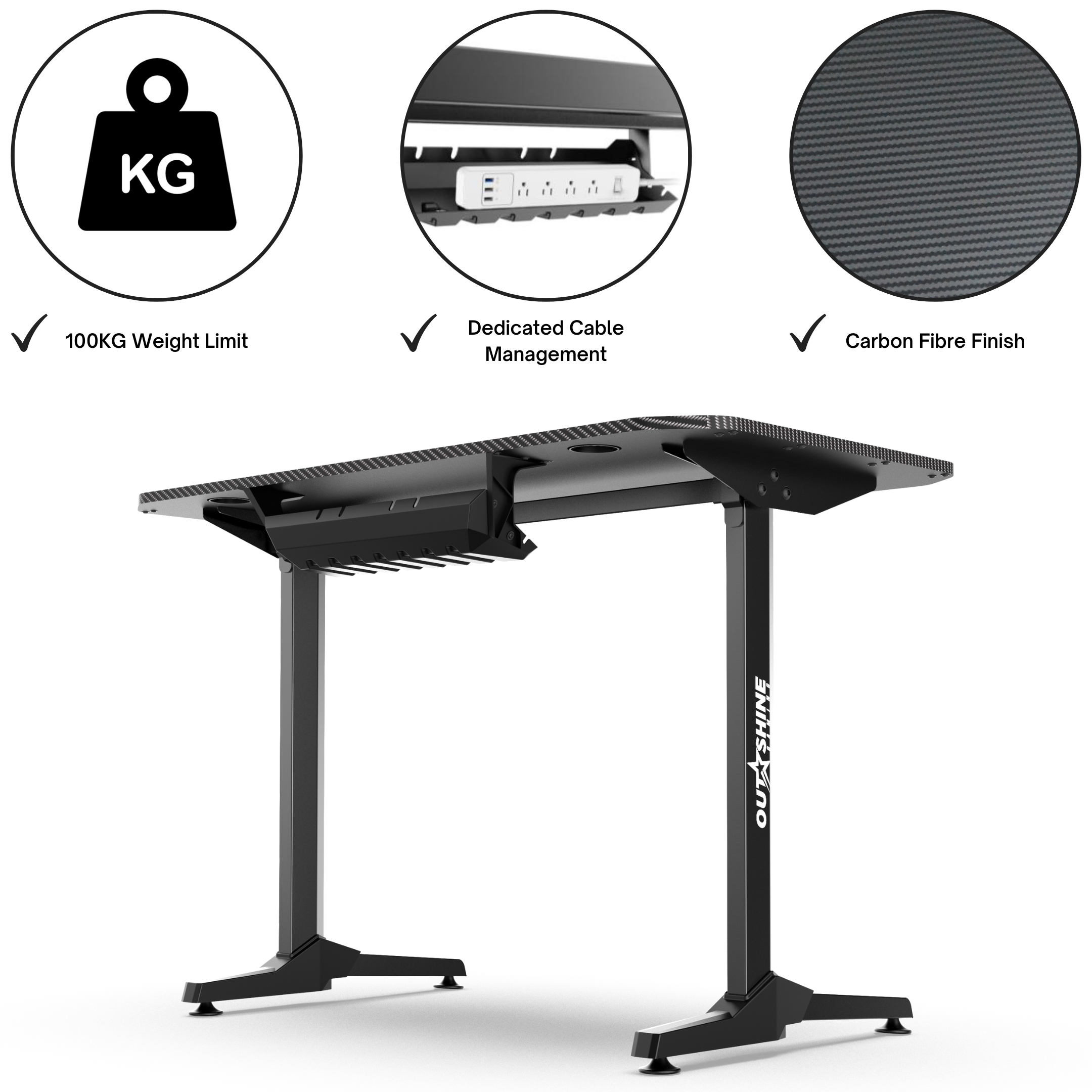 Premium Echo Gaming Desk - Ergonomic Computer Desk for PC & Console Gamers - Perfect for Home Office & Gaming Setup