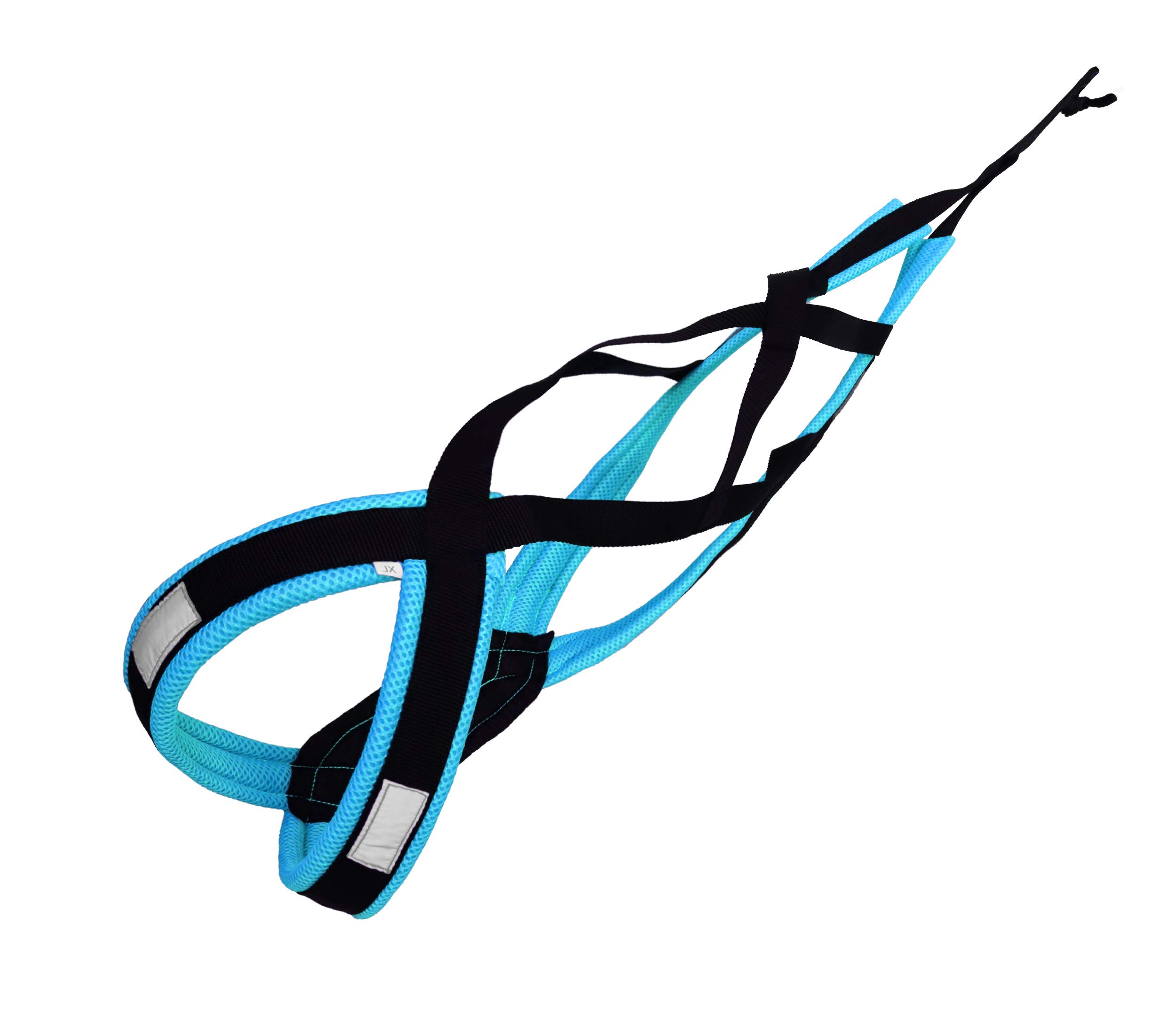 LASALINE Dog Weight Pulling Harness - XBack Design for Canicross, Bike Joring, Ski Joring & Sledding | Durable Dog Mushing & Running Harness for Active Pets | Black & Light Blue | Perfect for Outdoor Adventures & Training
