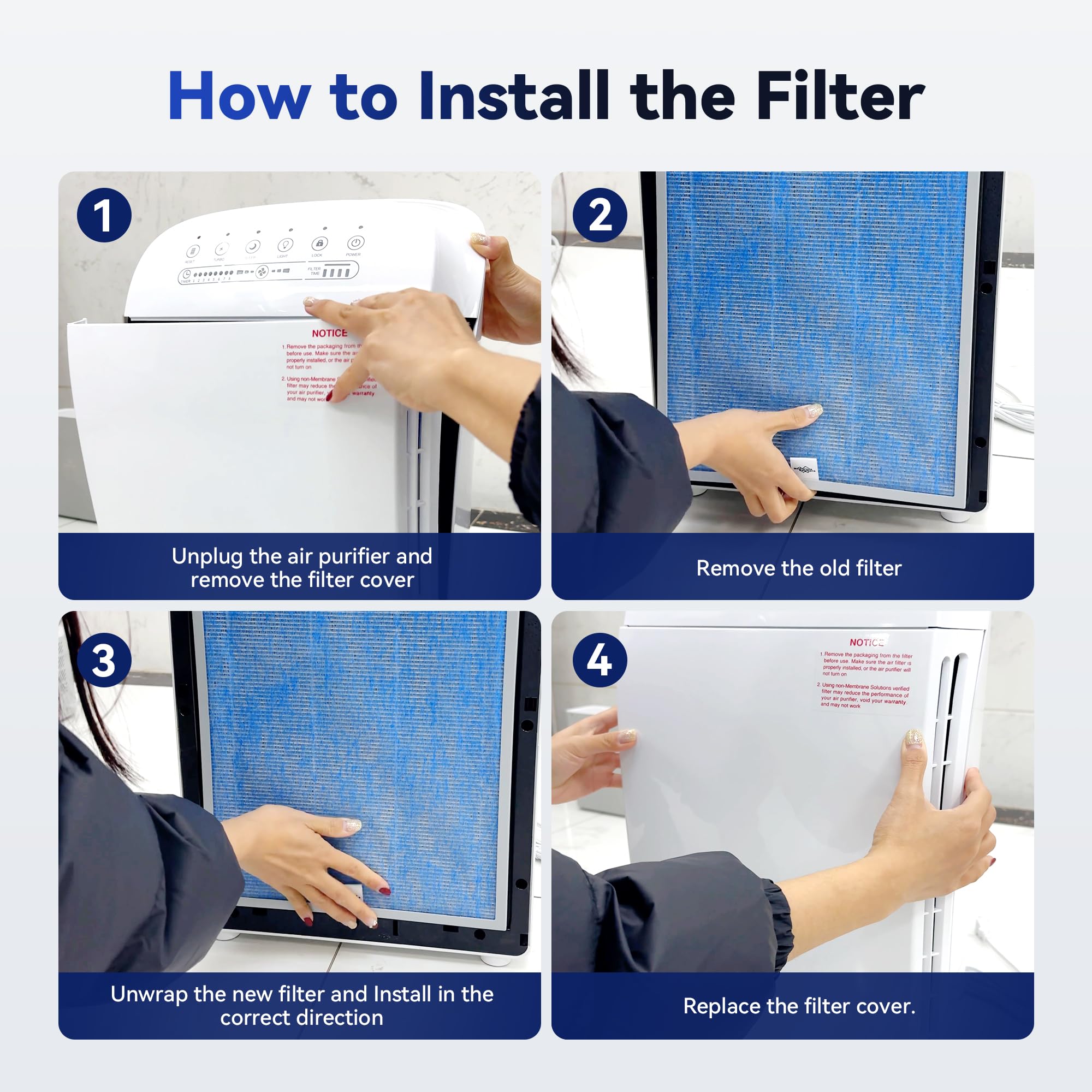 Membrane Solutions MSA3/MSA3S Genuine Air Purifier Replacement Filter - 3-in-1 H13 True HEPA Filter with OdallerPure Technology (2 Pack) - Perfect for Home, Office & Allergy Relief