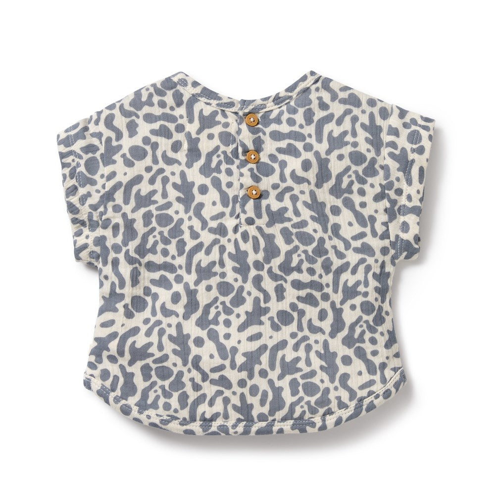 Blue Coral Organic Crinkle Tee - Soft & Stylish Women's T-Shirt for Casual Wear, Beach Outfits & Summer Fashion