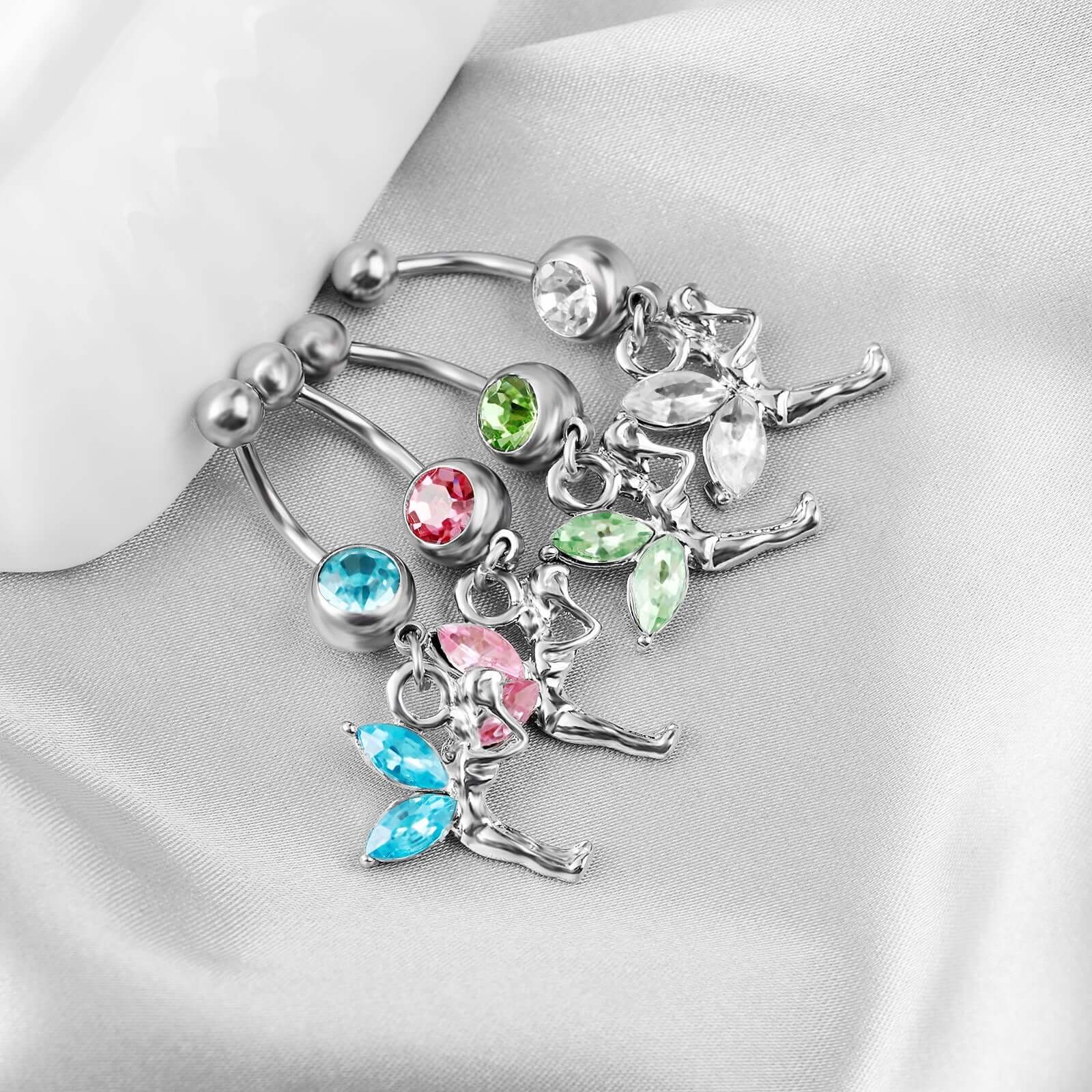 Angel Wings Belly Rings - Stainless Steel Navel Piercing Jewelry for Women | Trendy Body Jewelry for Parties, Beach & Everyday Wear