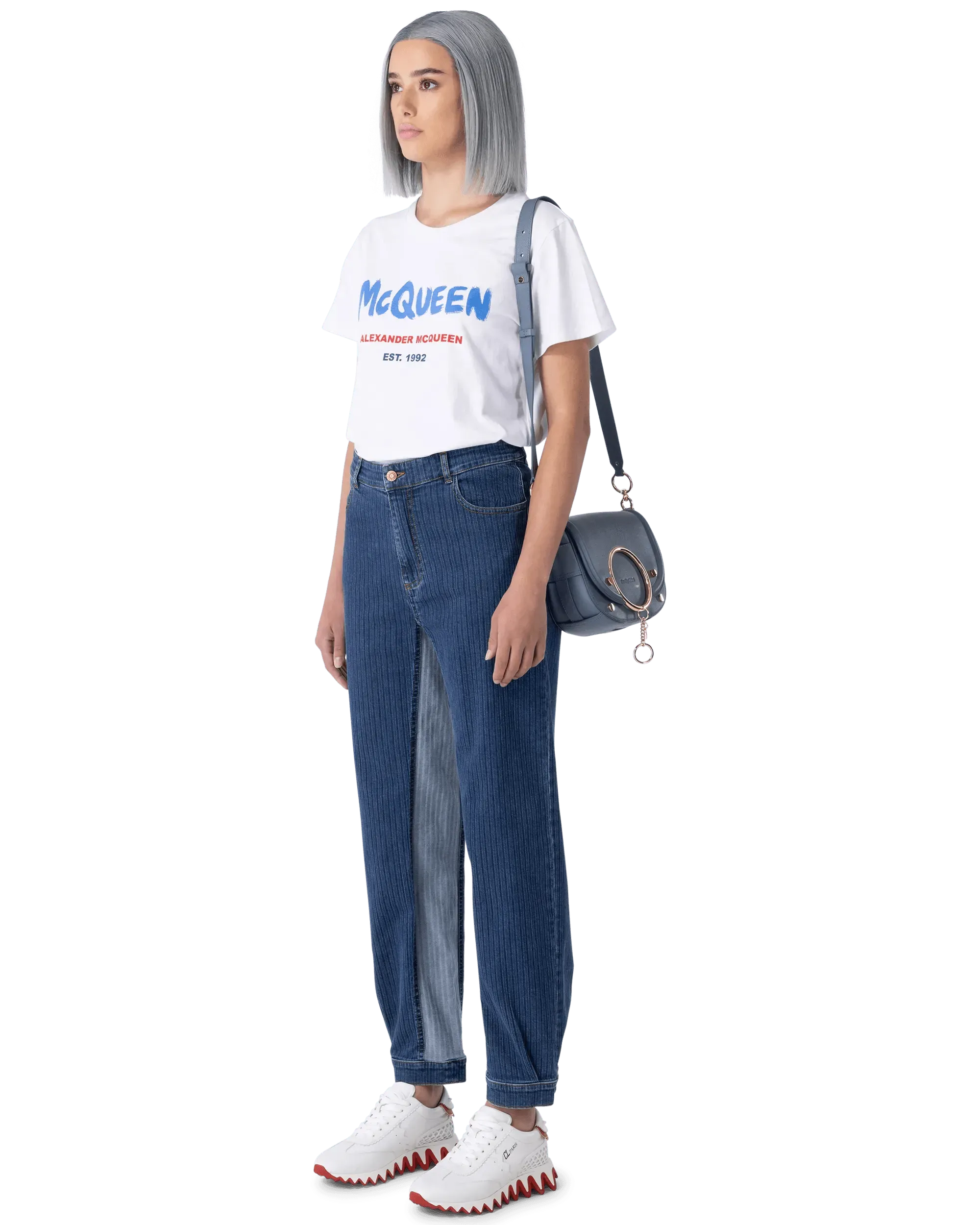 High Waisted Striped Straight Leg Jeans for Women - Stretchy Comfort Denim Pants - Casual & Office Wear - Trendy Fashion Jeans for Everyday Outfits
