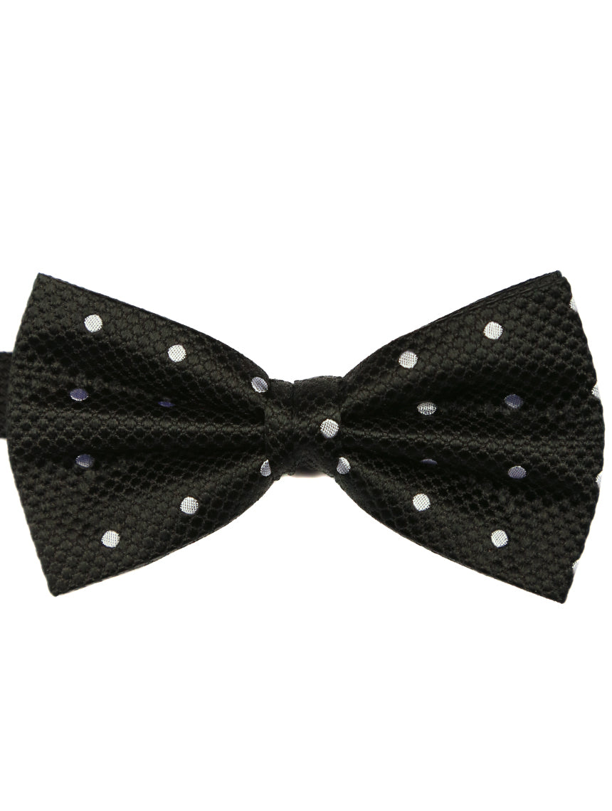 DÉCLIC Classic Spot Bow Tie for Men - Black & White Polka Dot Pattern - Perfect for Weddings, Prom & Formal Events