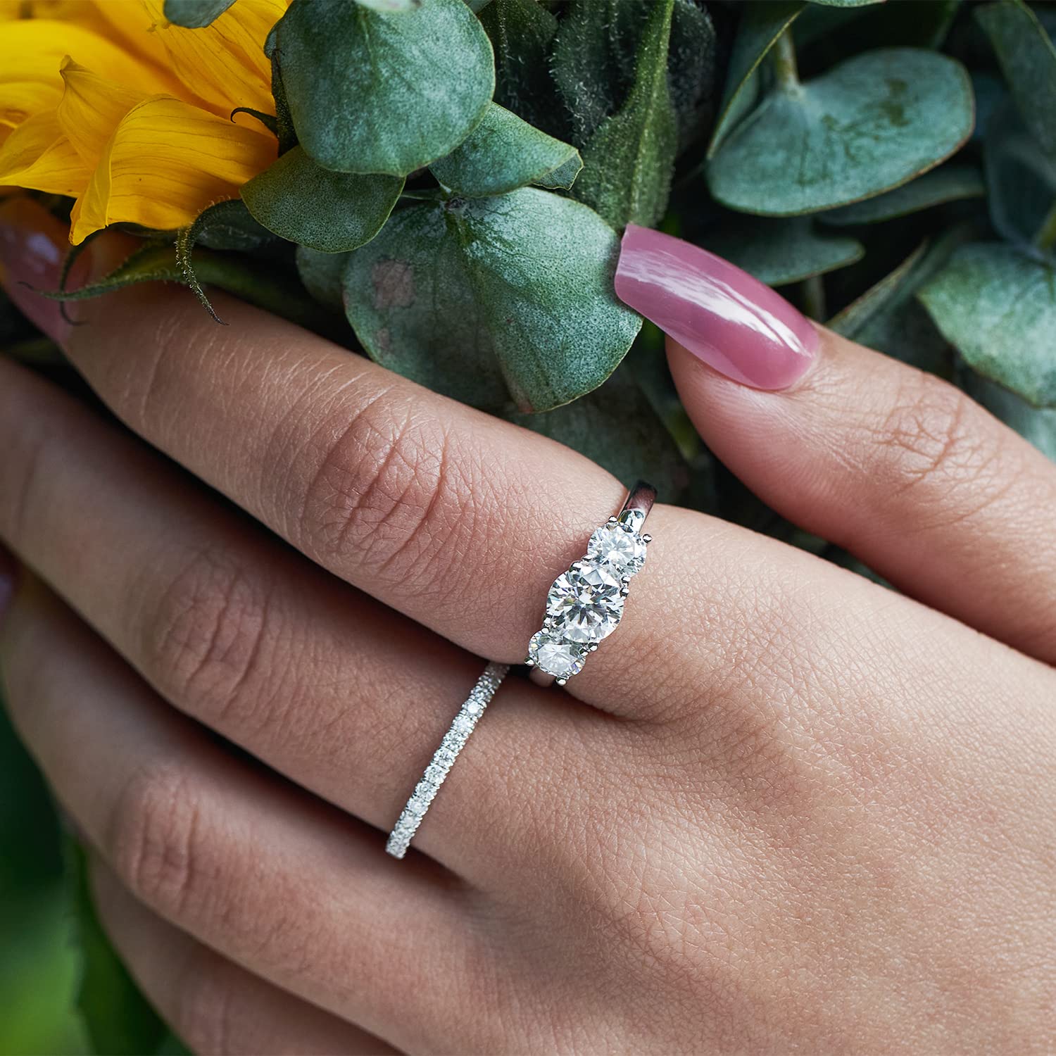 Mejewri 1CT/2CT Moissanite Engagement Ring for Women - 925 Sterling Silver Wedding Promise Ring (H-V Color) | Perfect for Proposals, Anniversaries & Bridal Jewelry