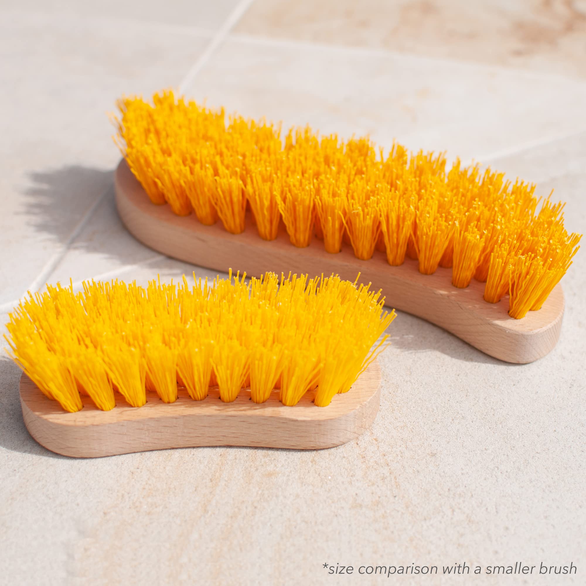 Heavy Duty Scrub Brush with Stiff Nylon Bristles - Deep Cleaning Brush for Indoor & Outdoor Use - Wooden Handle Scrubber for Boots, Floors, Tiles, and Grout - Durable Utility Hand Brush for Tough Stains