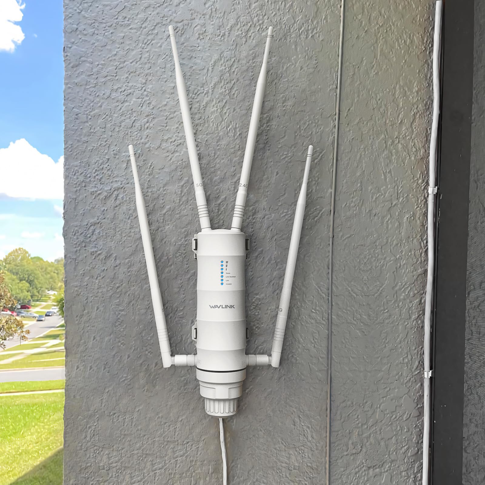 WAVLINK AC1200 Outdoor WiFi Extender - Dual Band Long Range Wireless Signal Booster with Gigabit Port, PoE Powered, Weatherproof for Router/AP/Repeater Modes - Perfect for Home Garage, Backyard, Camping & RV Internet Coverage