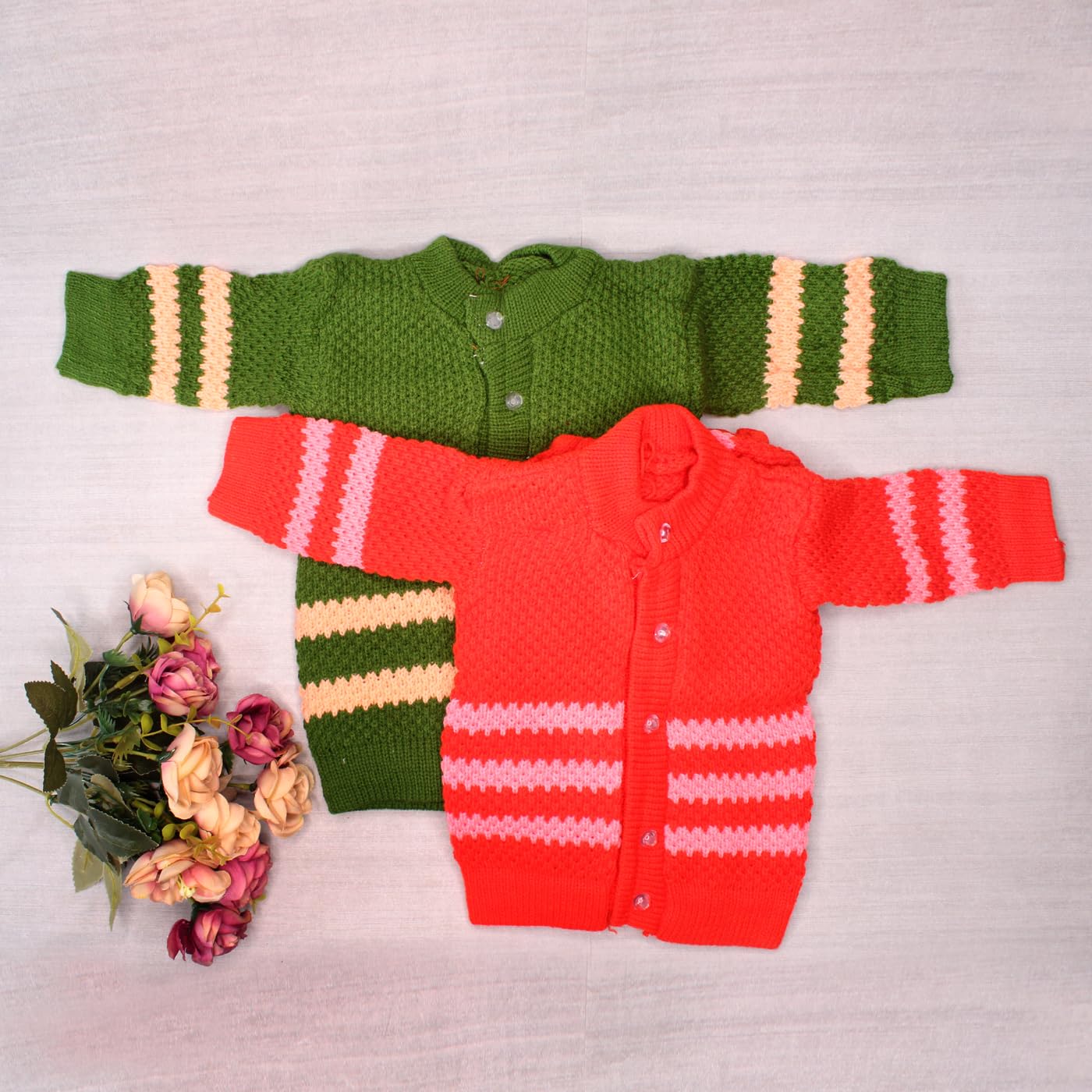 Soft & Warm Woolen Baby Suit Set - Newborn Winter Wear 4-Piece Outfit with Pajamas, Cap & Socks for Boys & Girls (0-3 Months) - Perfect for Cold Weather & Indoor Comfort
