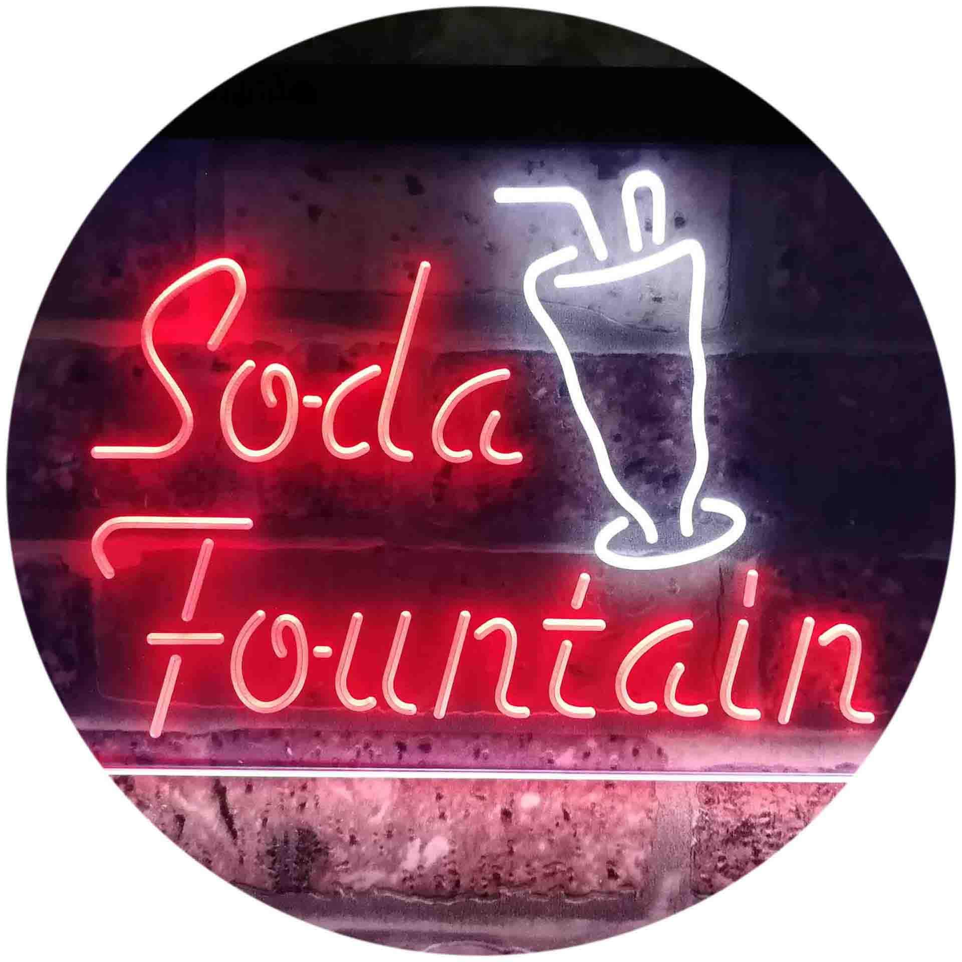 ADVPRO Soda Fountain Café Dual Color LED Neon Sign - White & Red Retro Diner Wall Art (24