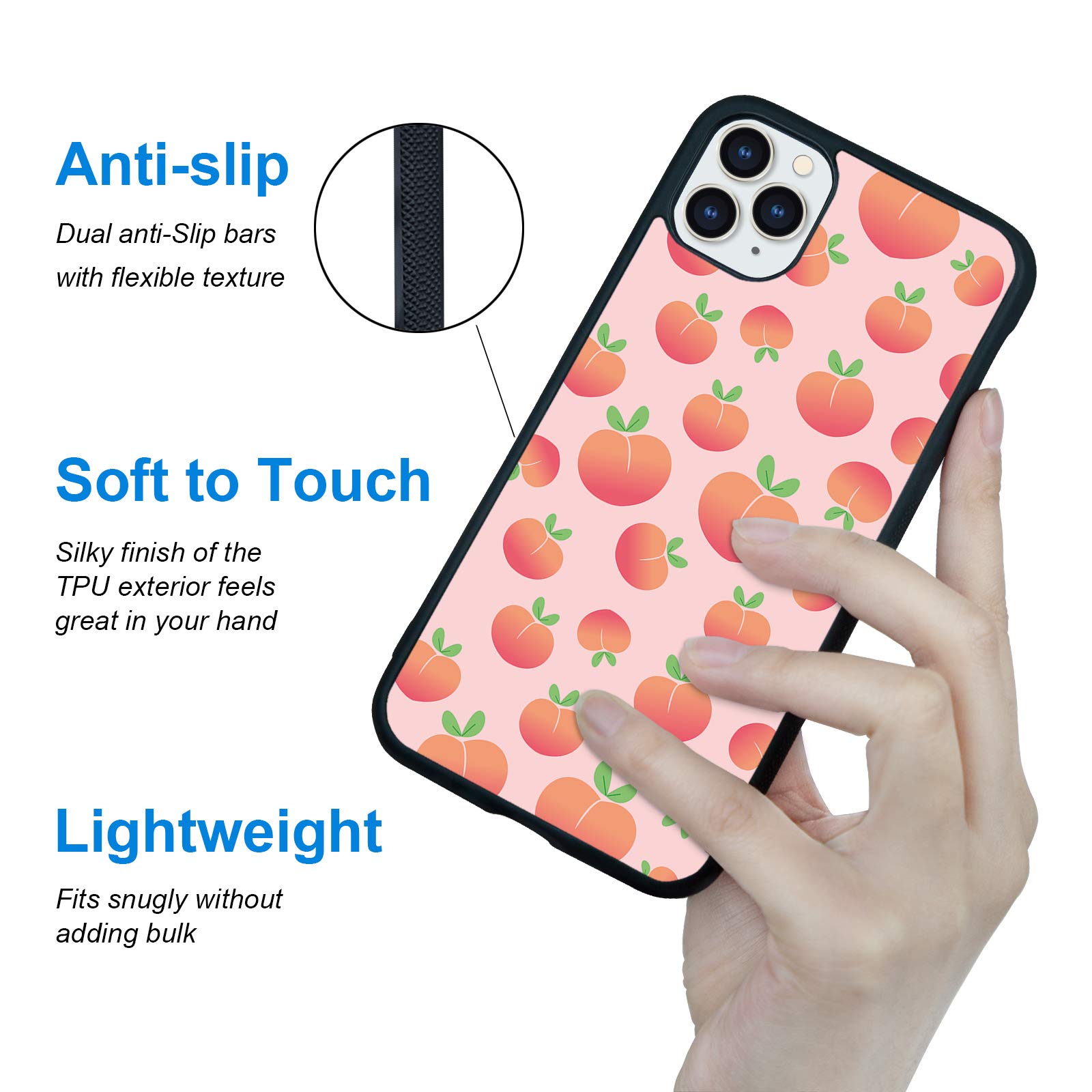 Shockproof Ombre Floral Phone Case for iPhone 11 Pro Max 6.1 Inch - Cute Pink Peaches Design Protective Cover for Women Girls Teens | Perfect for Everyday Use, School, Work & Travel