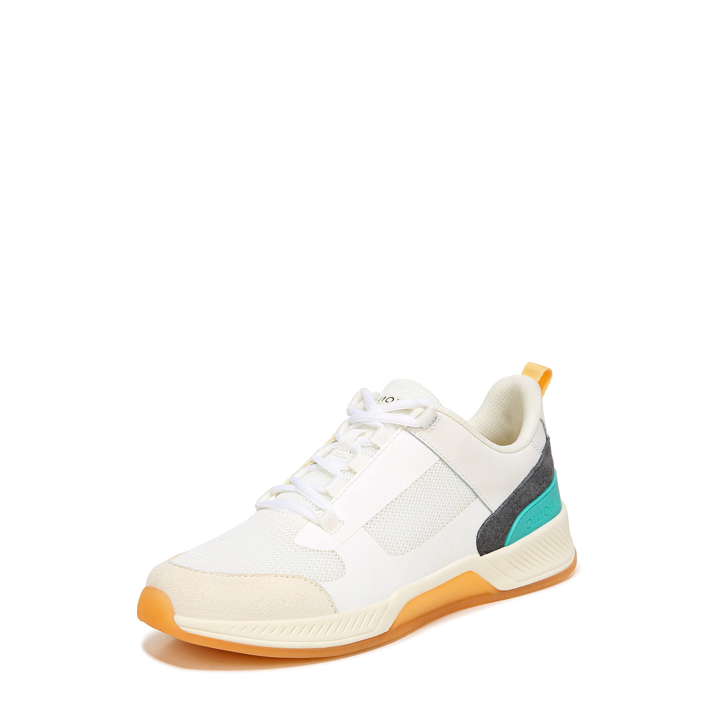 Vionic Fearless Women's Comfort Sneakers - Arch Support Walking Shoes for Plantar Fasciitis Relief in Marshmallow/Teal Color | Size 7 Medium | Perfect for Work, Travel & Everyday Wear
