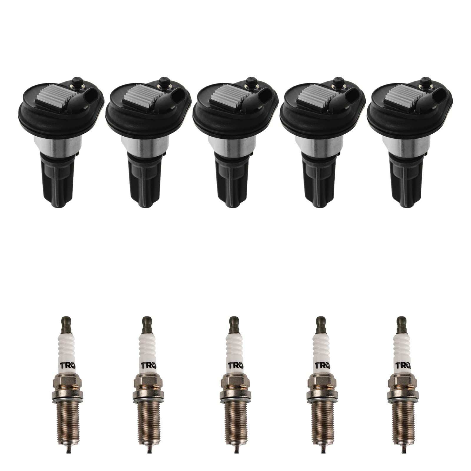 TRQ Ignition Coil and Spark Plug Kit - Compatible with 2004-2006 Chevrolet Colorado, GMC Canyon, 2006 Hummer H3, Isuzu i-350, 2007-2008 i-370 - Engine Performance Upgrade for Smoother Starts & Better Fuel Efficiency