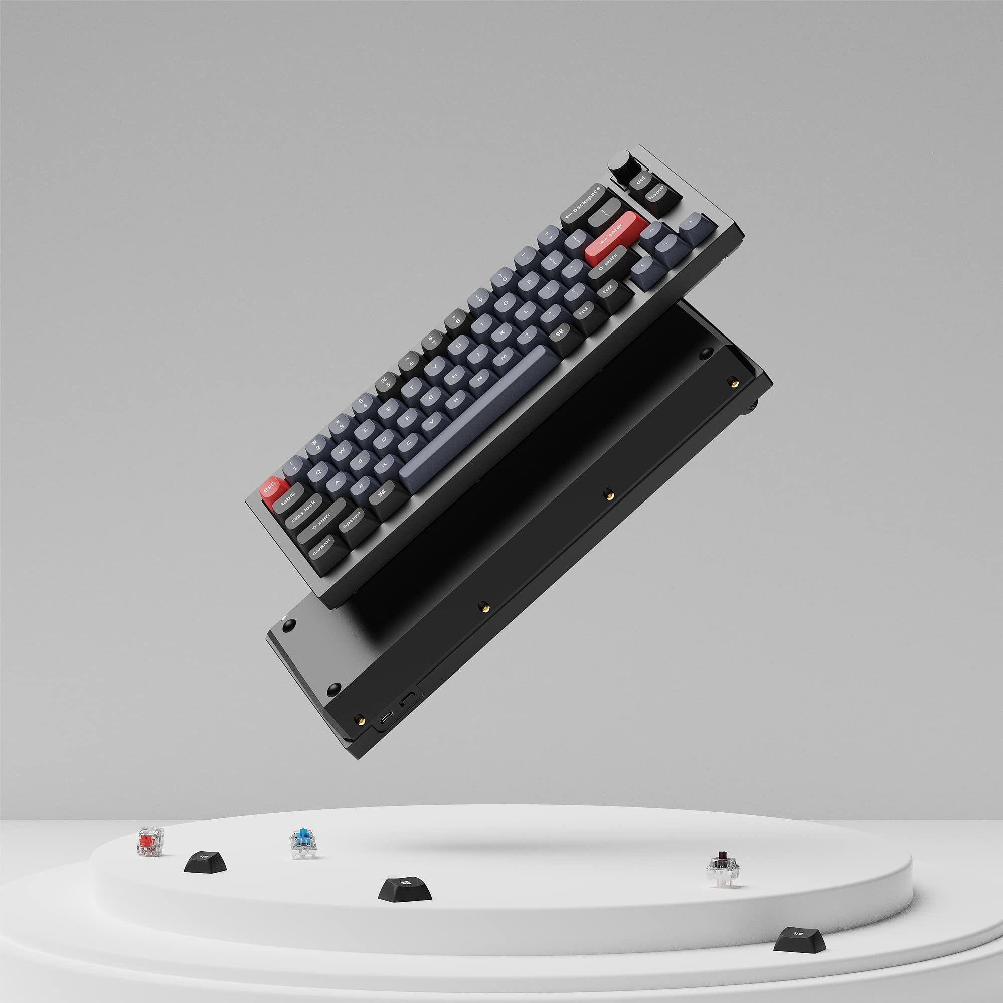 Keychron Q2 Wired Custom Mechanical Keyboard - 65% Compact Layout with Knob, Hot-Swappable Gateron G Pro Blue Switches, QMK/VIA Programmable, Double Gasket Design for Mac/Windows/Linux (Black) | Perfect for Gaming, Coding & Office Work
