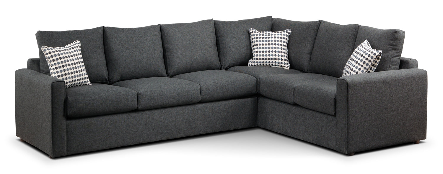 Stylish Athina 2-Piece Left-Facing Sectional Sofa with Queen Sleeper Bed in Charcoal - Perfect for Small Spaces & Guest Rooms