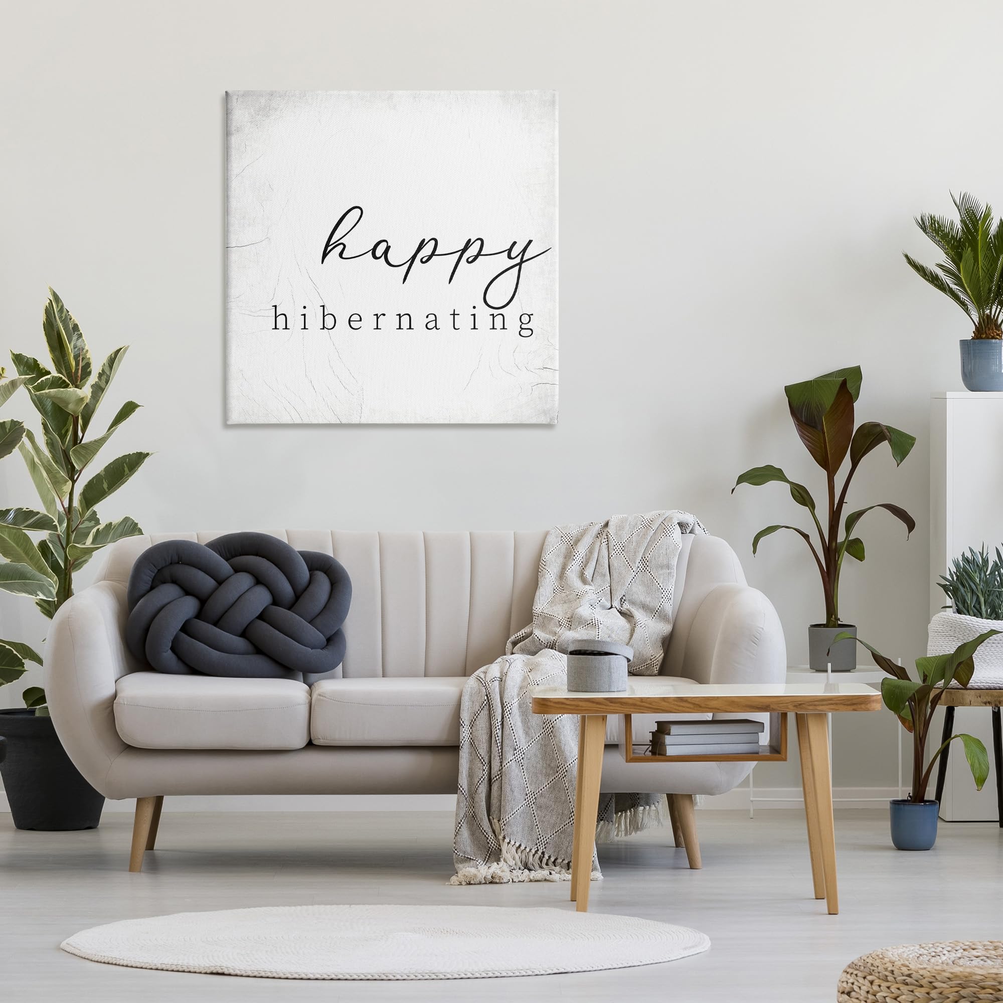 Stupell Industries Winter Hibernation Rustic Forest Canvas Wall Art - 36x36 Inch White Framed Decor by Daphne Polselli | Perfect for Cabin, Lodge & Cozy Home Interior Design