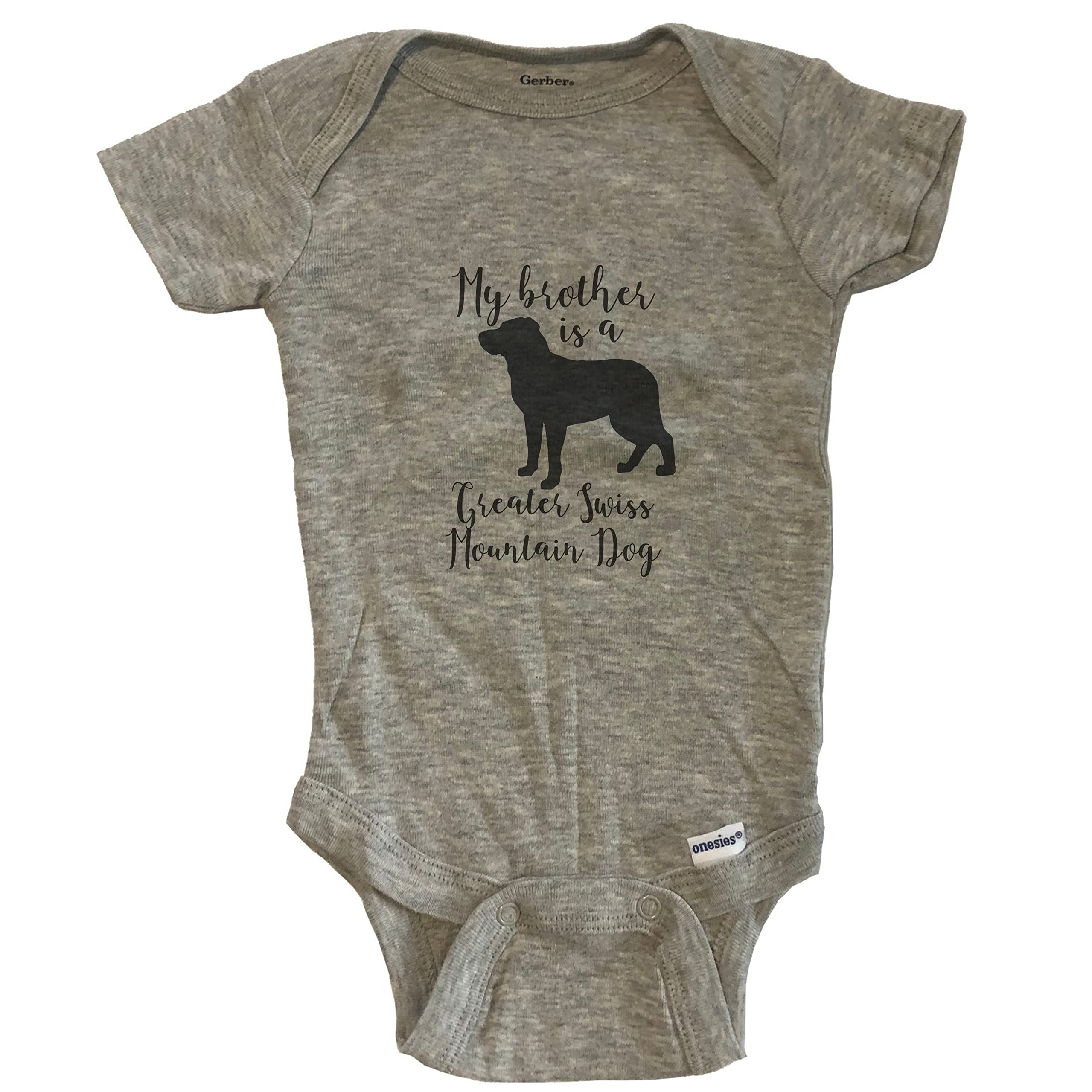 My Brother is a Greater Swiss Mountain Dog - Cute One-Piece Baby Bodysuit | Grey Swiss Mountain Dog Outfit for Infants | Perfect for Family Photos & Dog Lover Gifts