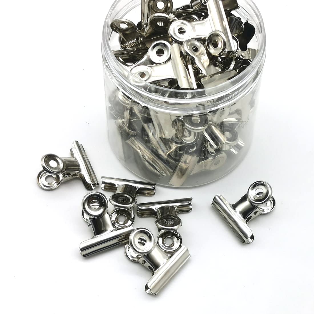 48PCS Silver 1.25 Inch Bulldog Clips - Mini Binder Clips, Metal Paper Clips with Transparent Storage Box - Perfect for Office, School, Crafting & Document Organization
