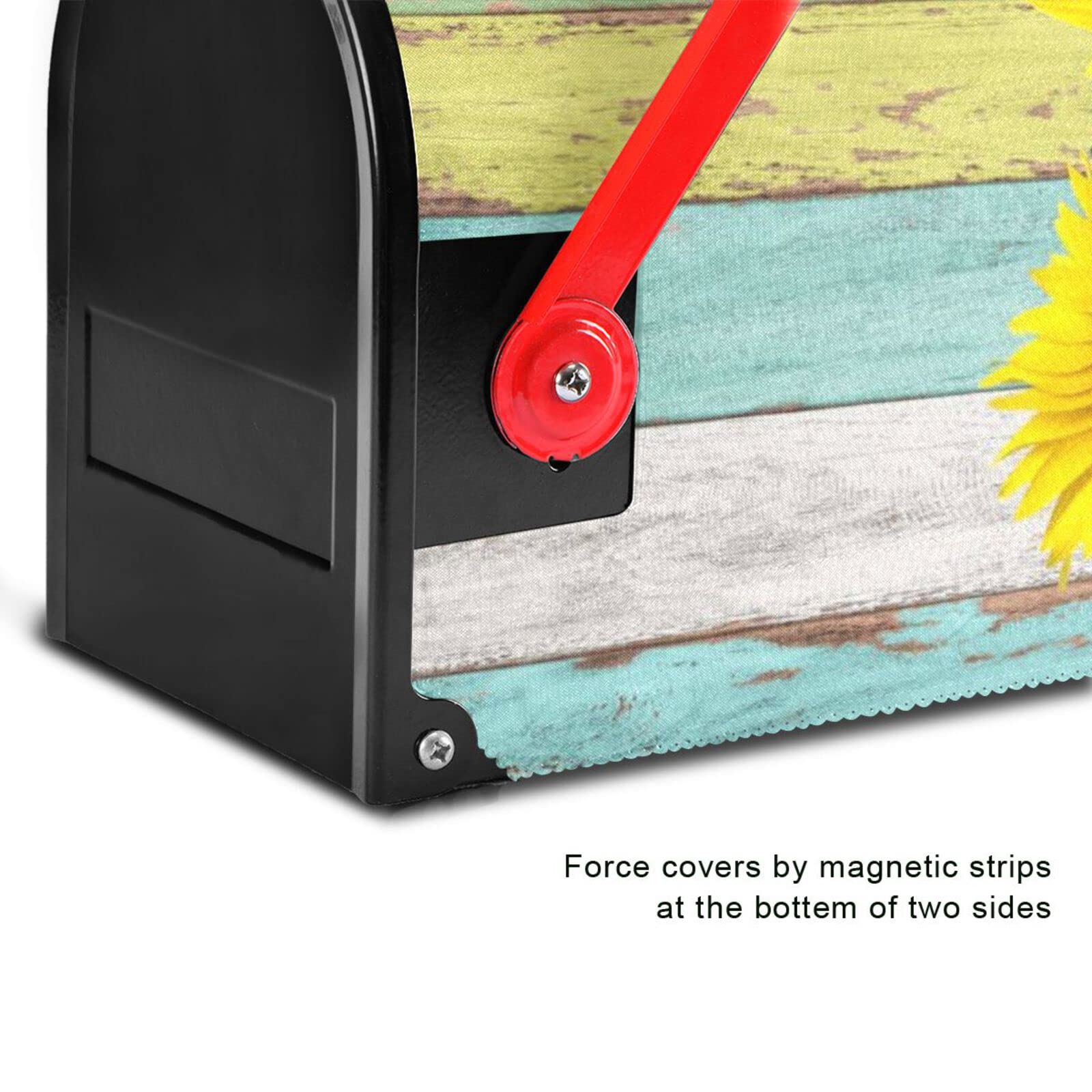 Magnetic Mailbox Cover 18 x 21 Inch - Sunflower Wood Grain Design for USPS Mailbox, Weatherproof & Rustproof Mail Wraps for Outdoor Use - Perfect for Home, Garden, and Rural Mailbox Protection