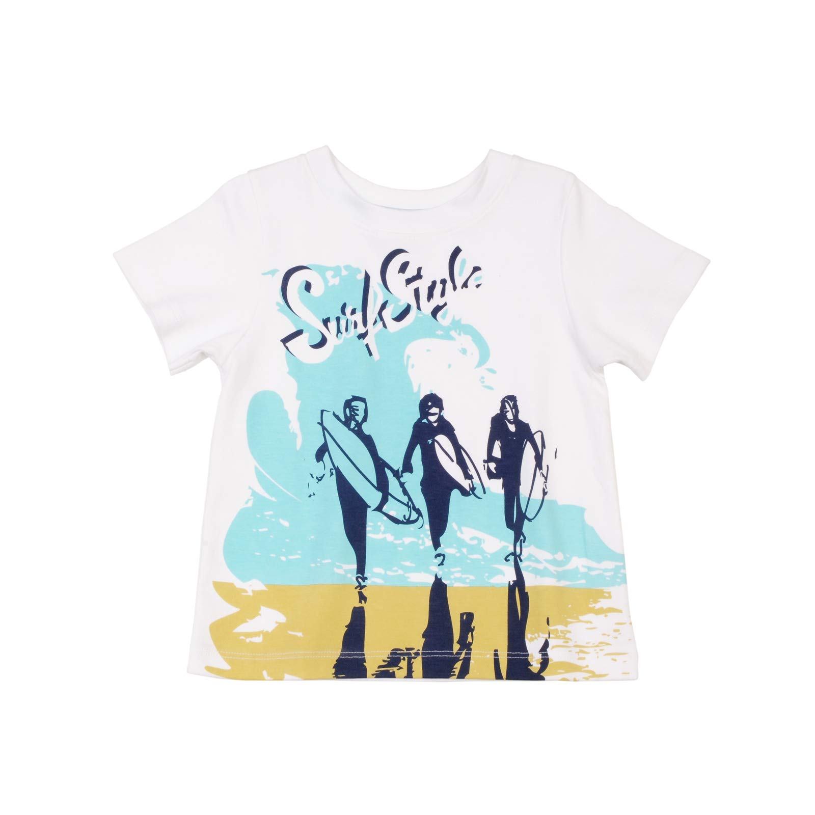 Boys' Surf Style Graphic Printed Peruvian Cotton T-Shirt - Short Sleeve Crewneck Tee for Kids | Soft & Breathable 8T White Shirt | Perfect for Beach, Summer & Casual Wear